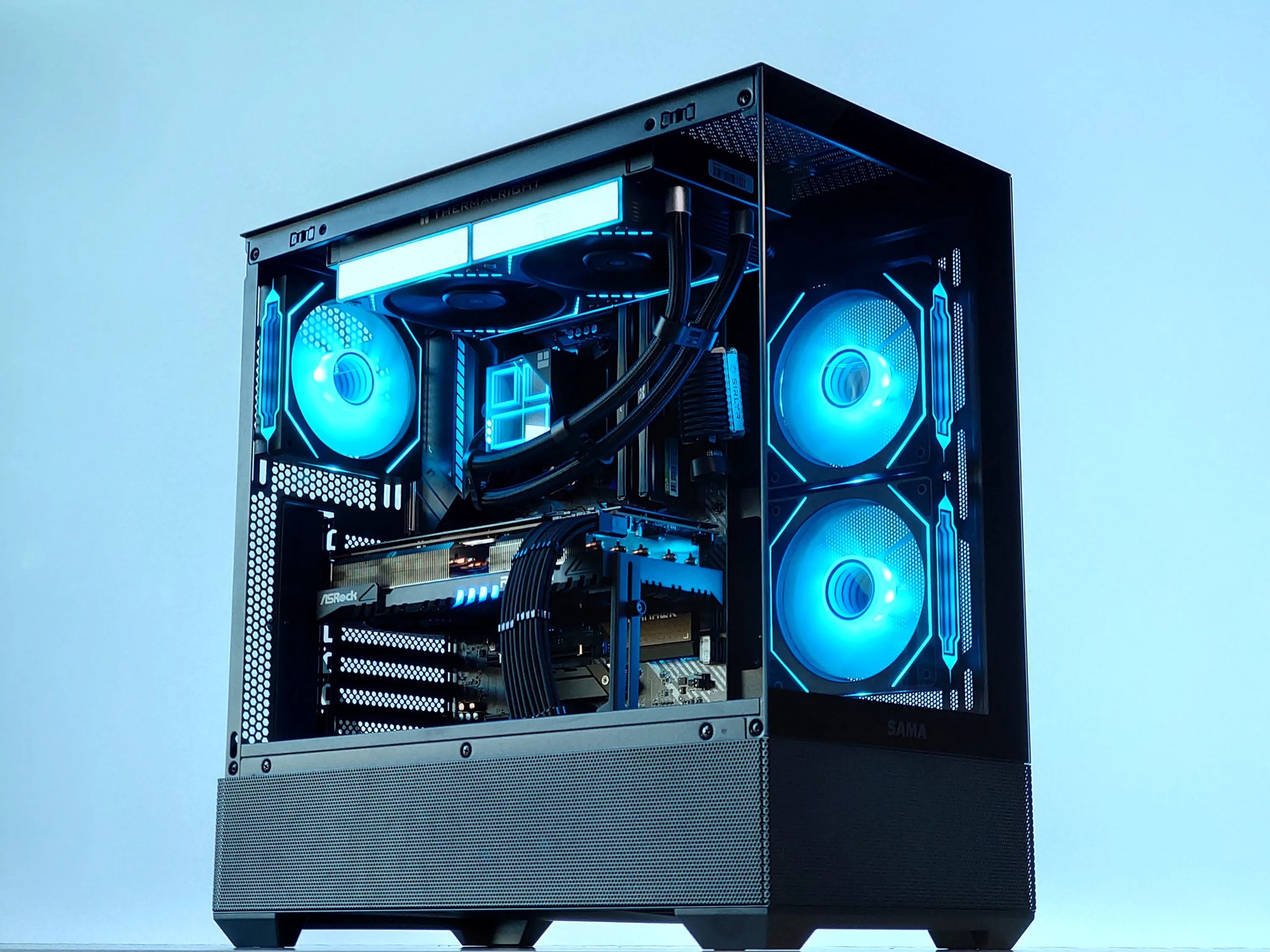 💧🧬Liquid Cooled Gaming PC🚀 AMD RX 7800 XT 16GB🚀AMD Ryzen 7 5700X3D 3D V-Cache🚀 32GB DDR4🚀1TB SSD
