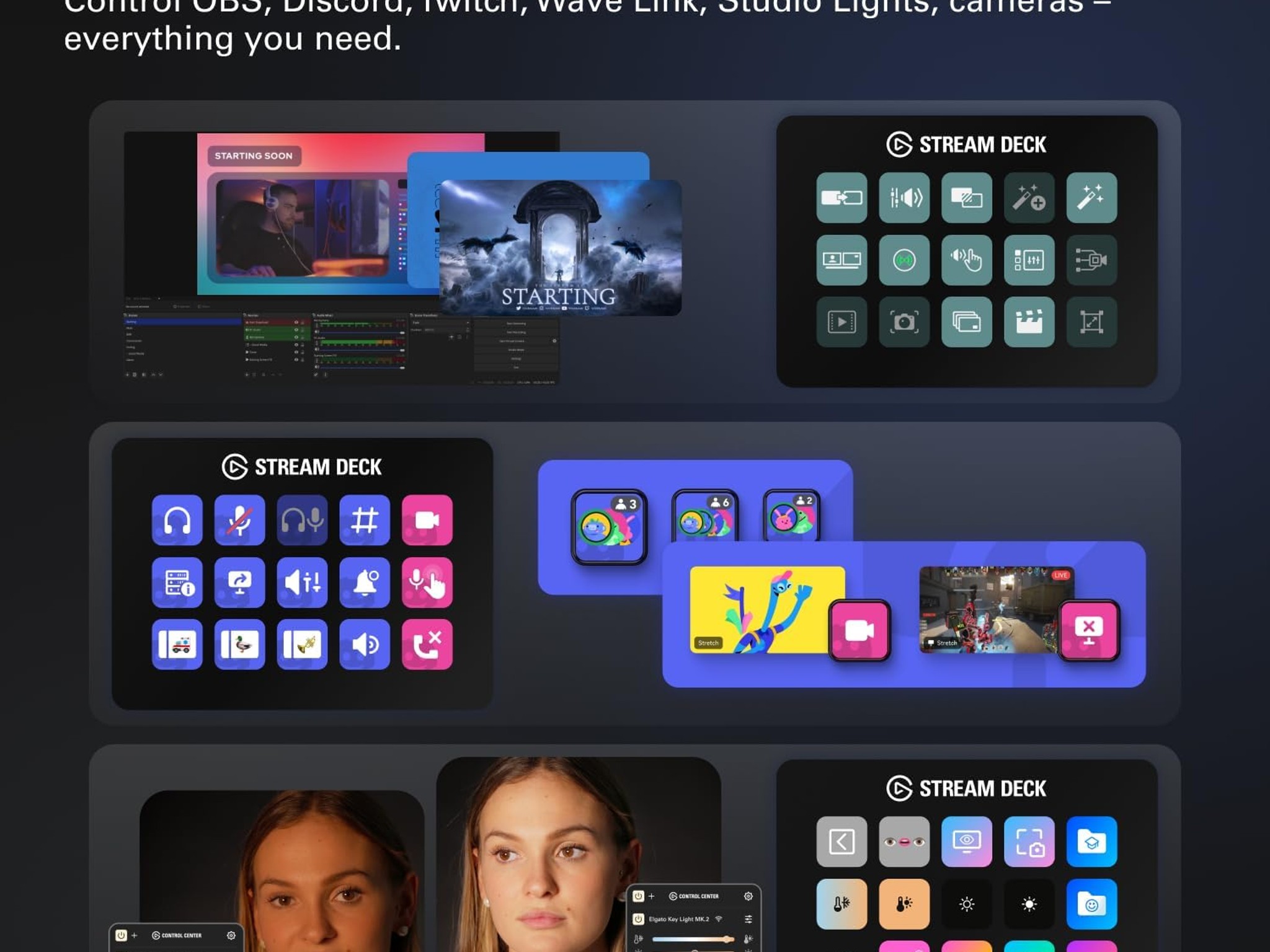 Stream Deck MK.2 + Blue Centric Face Plate