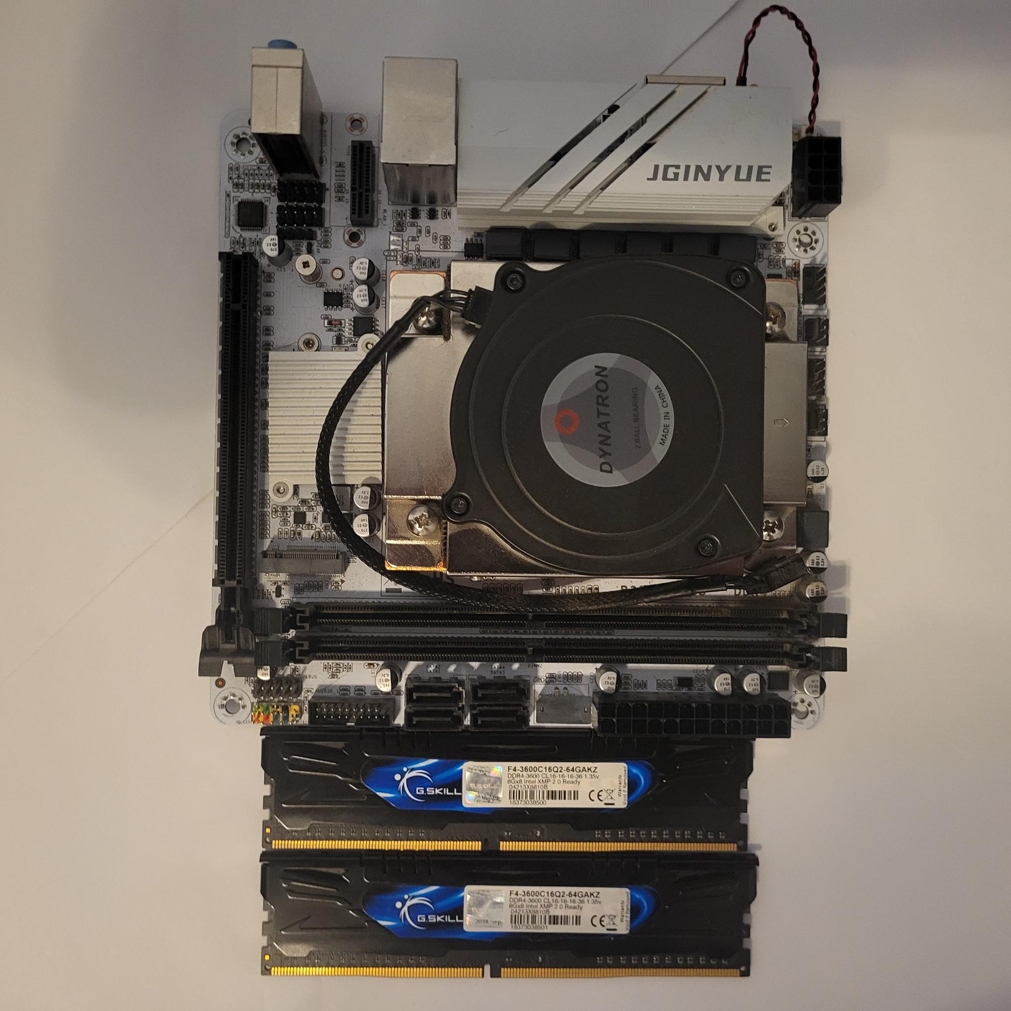 Gaming/Mining JGINYUE B350i + Mini-ITX AMD/AM4 Motherboard, Ryzen 9 5950X, & 2 3600 CL 16-16-36 RAM