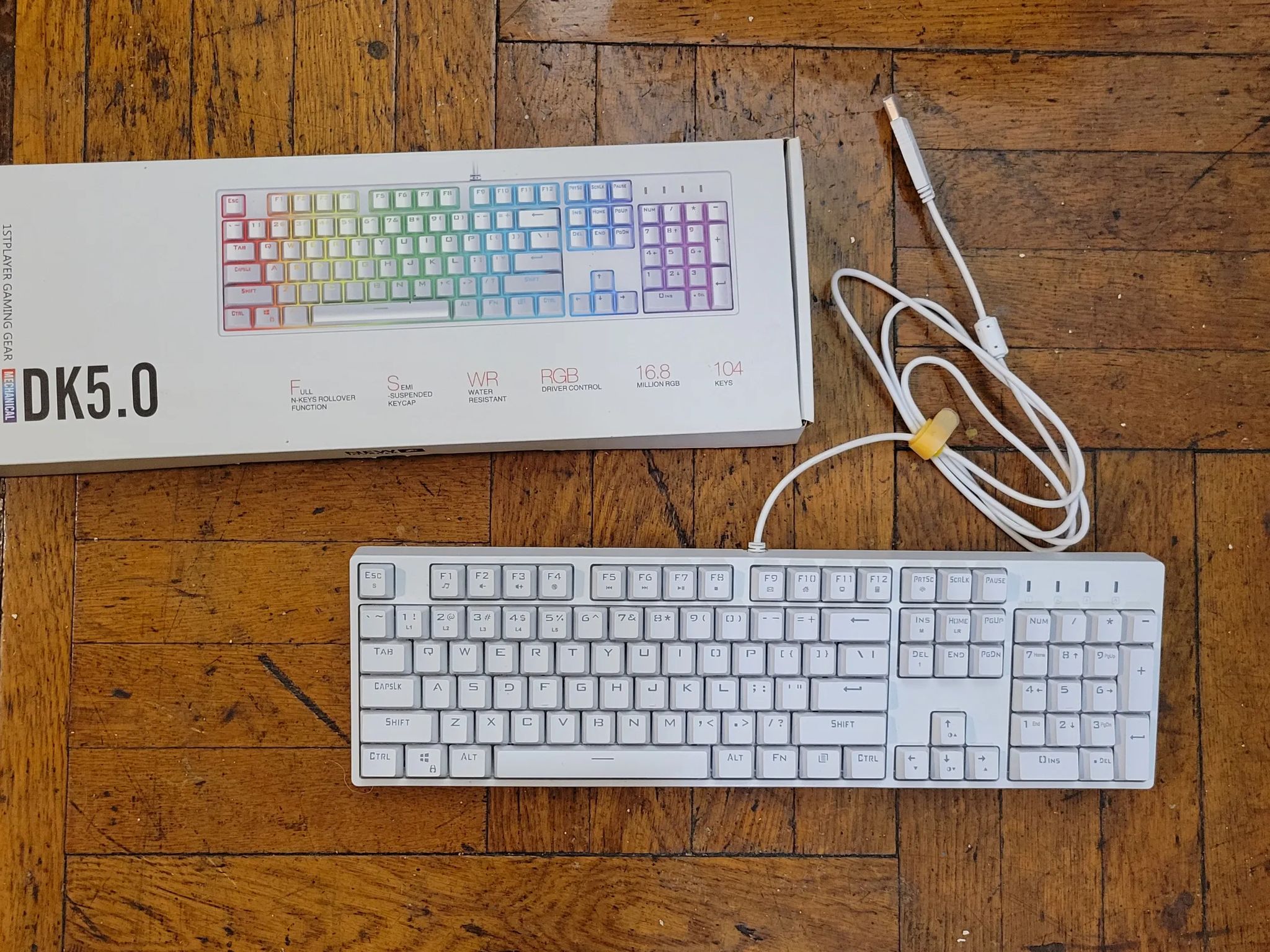 Keyboard DK5.0 LITE 1STPLAYER TKL RGB Mechanical USB Wired w/ Cherry MX Blue Switches Macros (White)