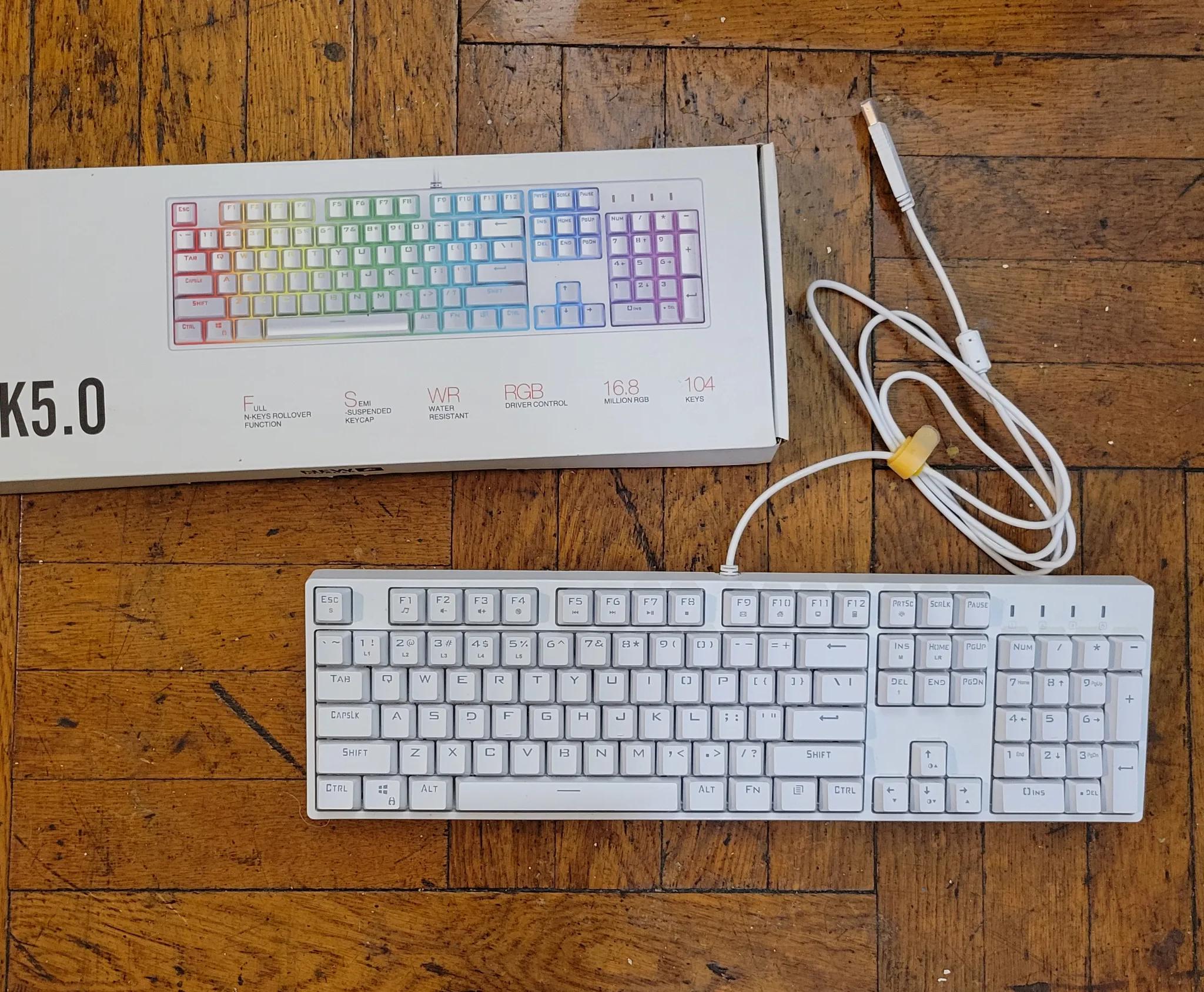 Keyboard DK5.0 LITE 1STPLAYER TKL RGB Mechanical USB Wired w/ Cherry MX Blue Switches Macros (White)