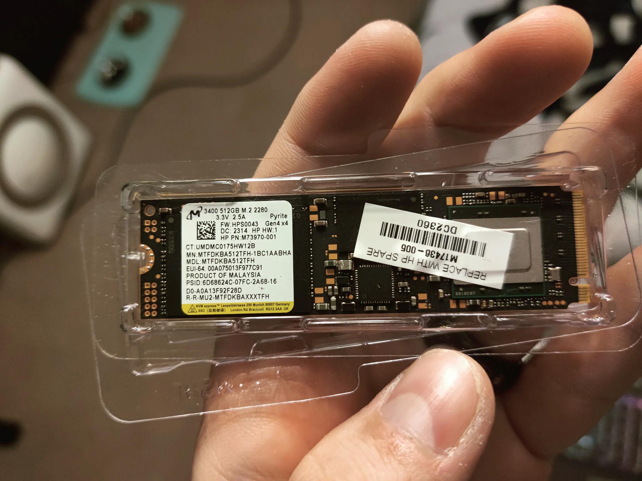 512GB capacity NVME SSD 2280 (pulled from HP laptop)