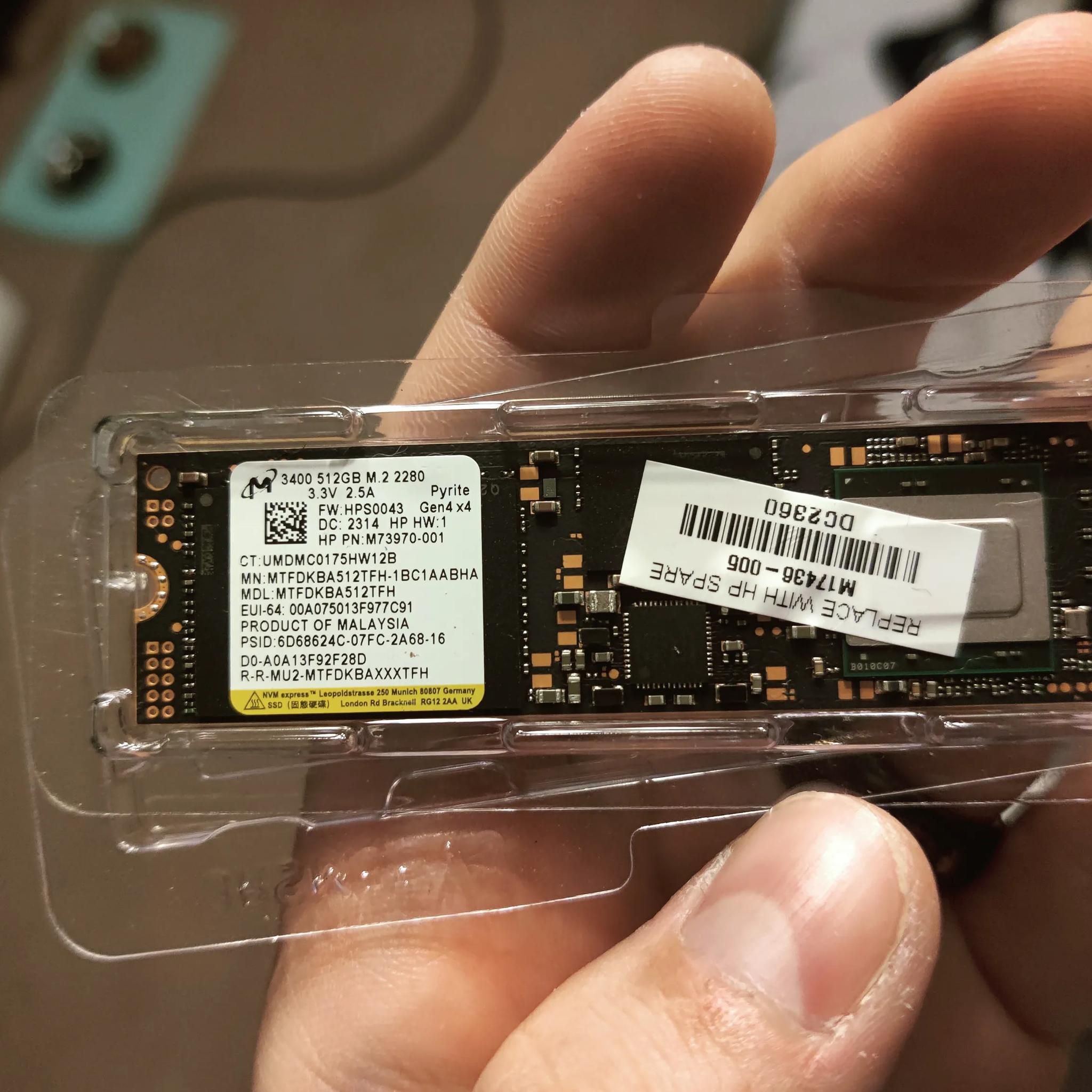 512GB capacity NVME SSD 2280 (pulled from HP laptop)