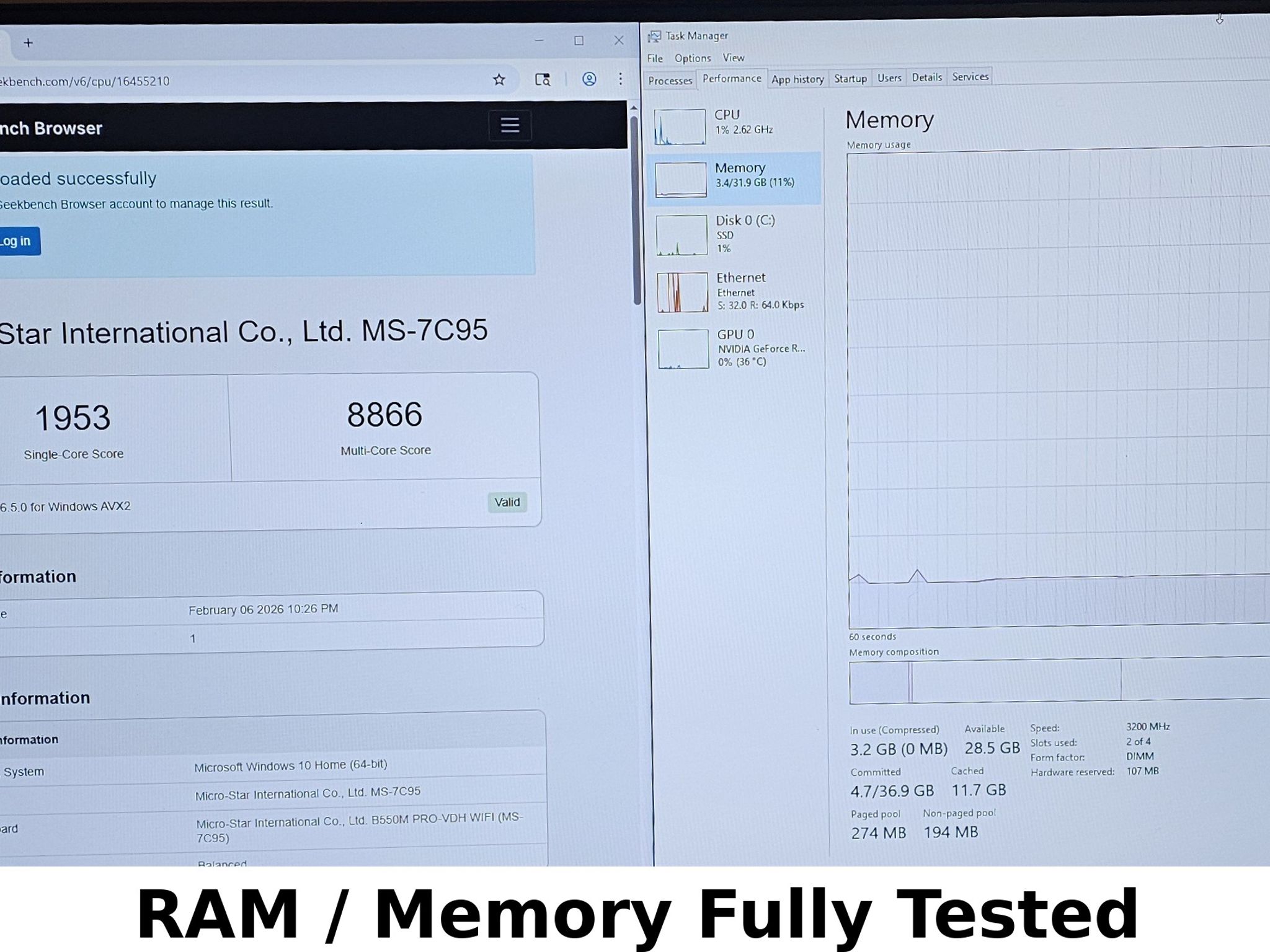 32GB DDR4 (2x16GB) 3200MT/s CL16 G.SKILL RIPJAWS V Series