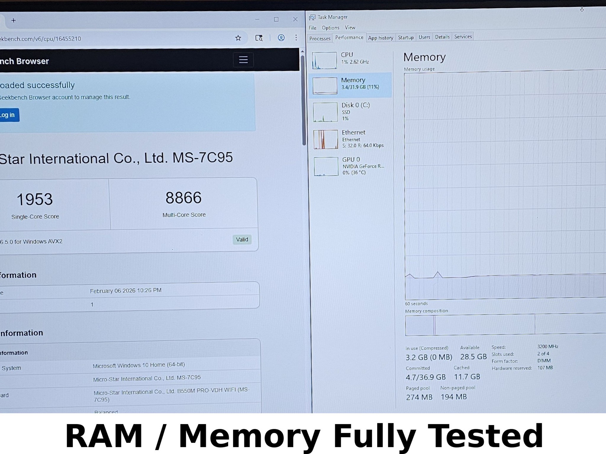 32GB DDR4 (2x16GB) 3200MT/s CL16 G.SKILL RIPJAWS V Series