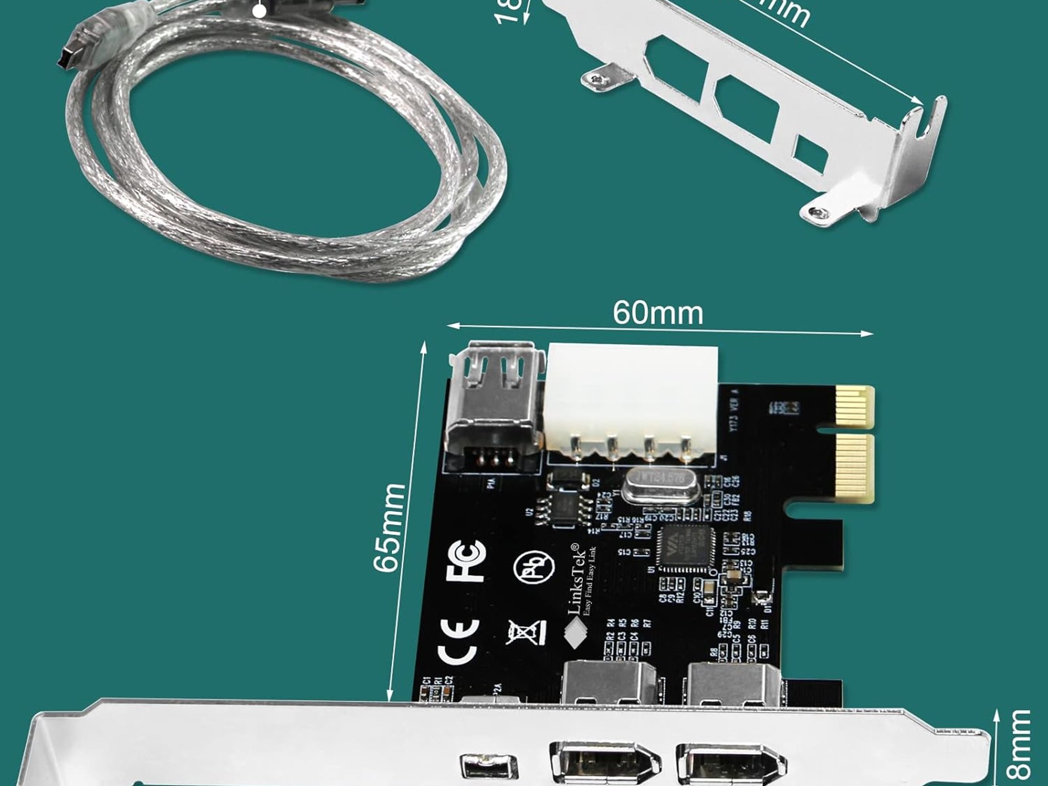 Firewire Card Internal Firewire Port Cards 1394A PCIE 4-Ports FireWire 400 Expansion Card