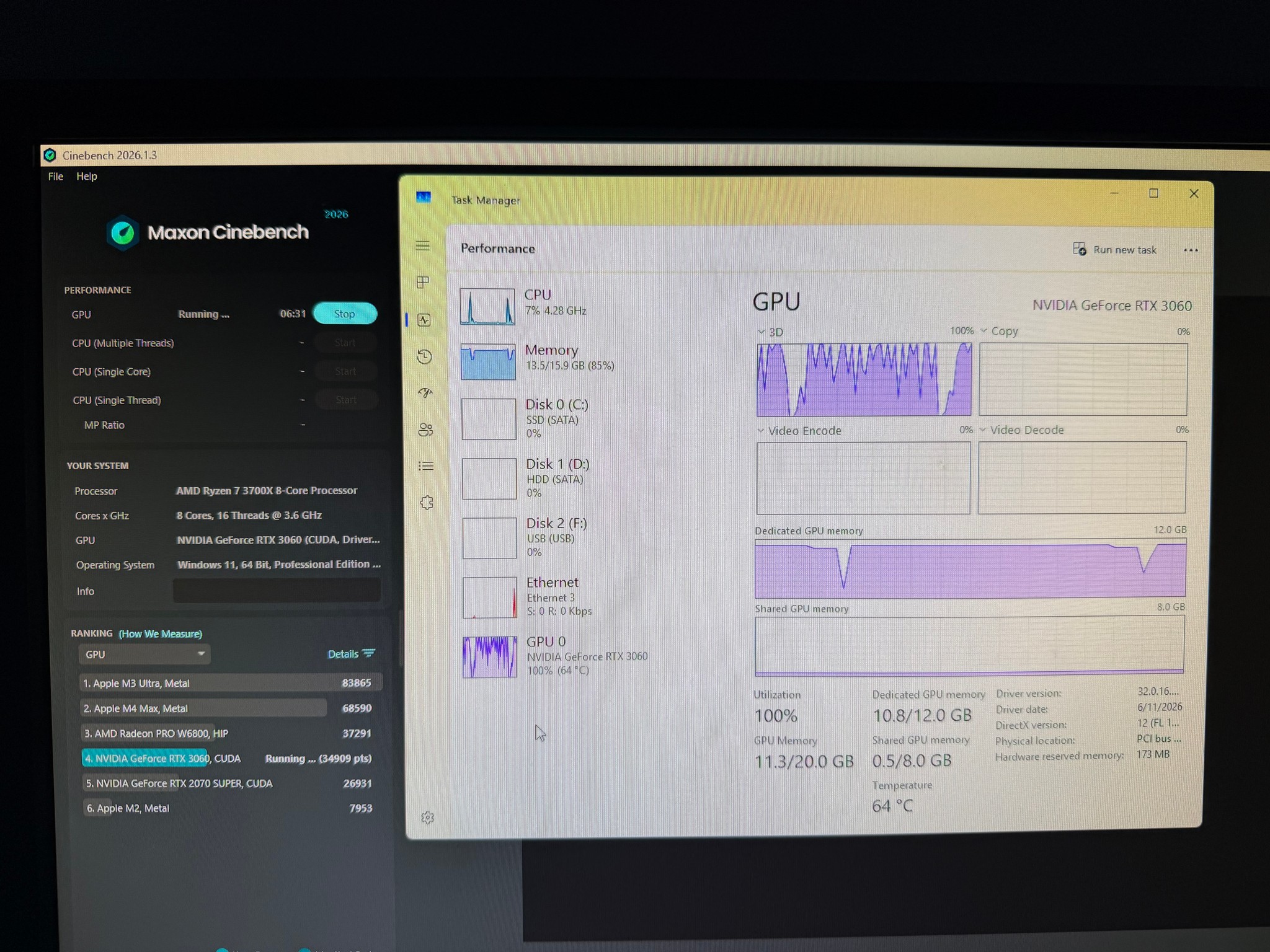 Gaming PC | RTX 3060 | Ryzen 7 3800x | 16GB DDR4 | 500GB SSD & 1TB HDD | WINDOWS 11