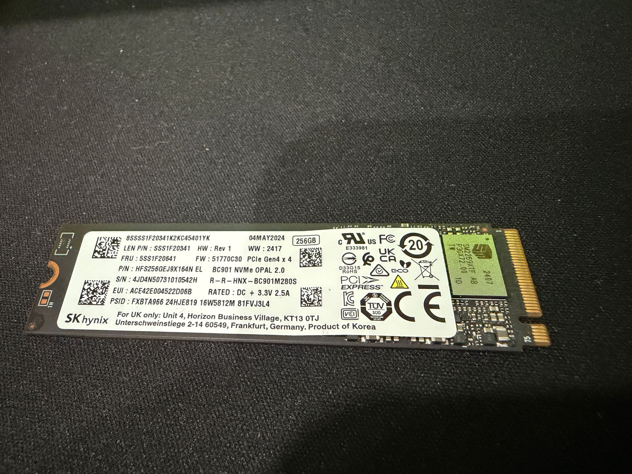SK hynix 256gb NVMe m2 Drive Gen 4