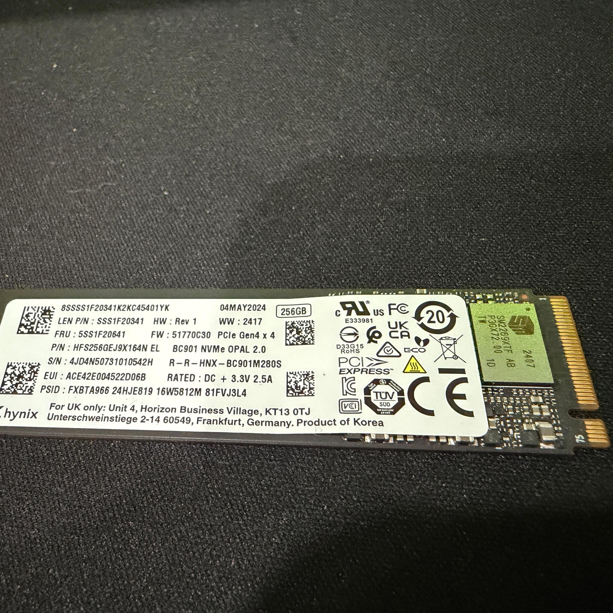 SK hynix 256gb NVMe m2 Drive Gen 4