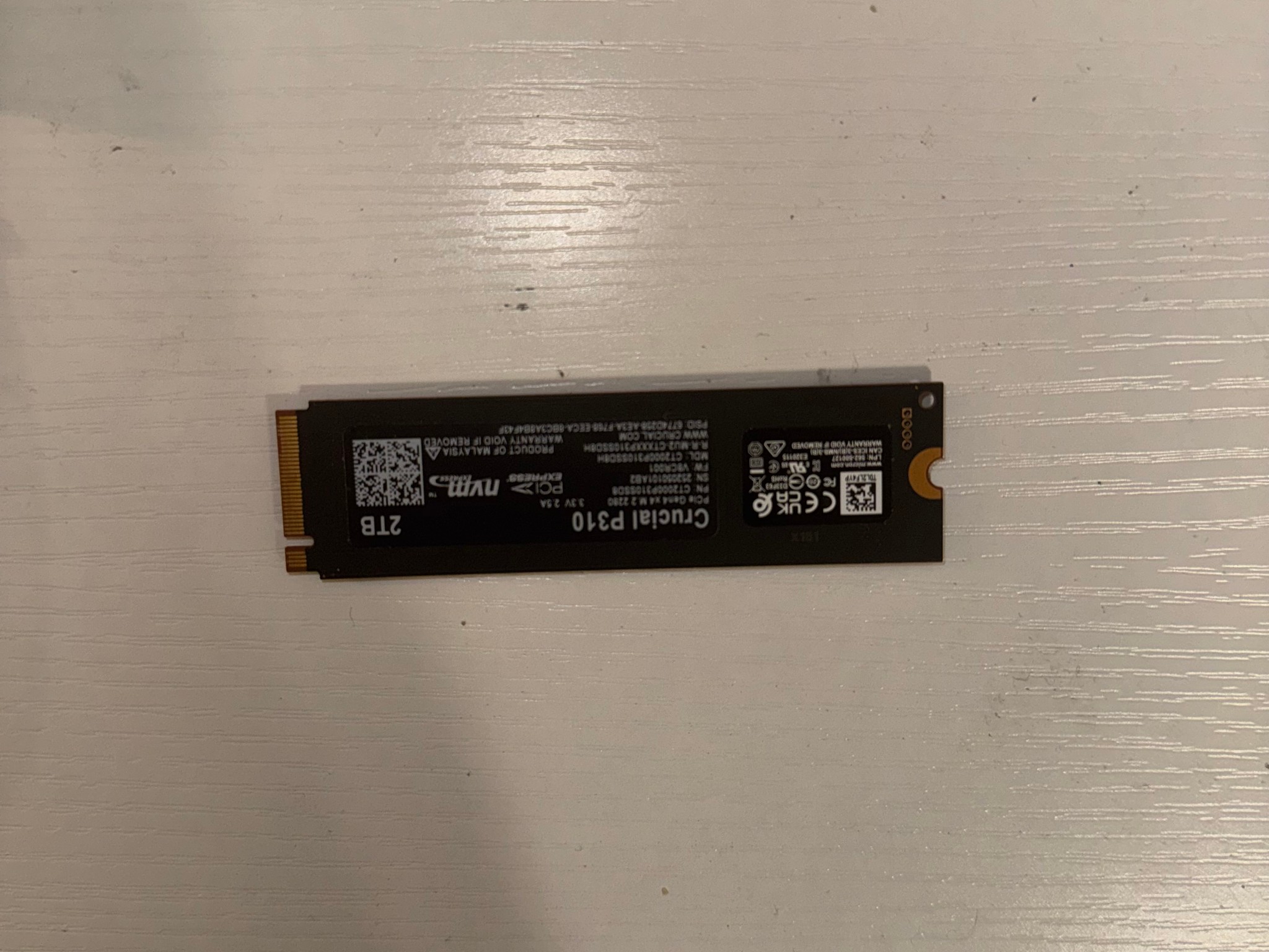 Crucial P310 2TB SSD, PCIe Gen4 NVMe M.2 2280, Up to 7,100MB/s,
