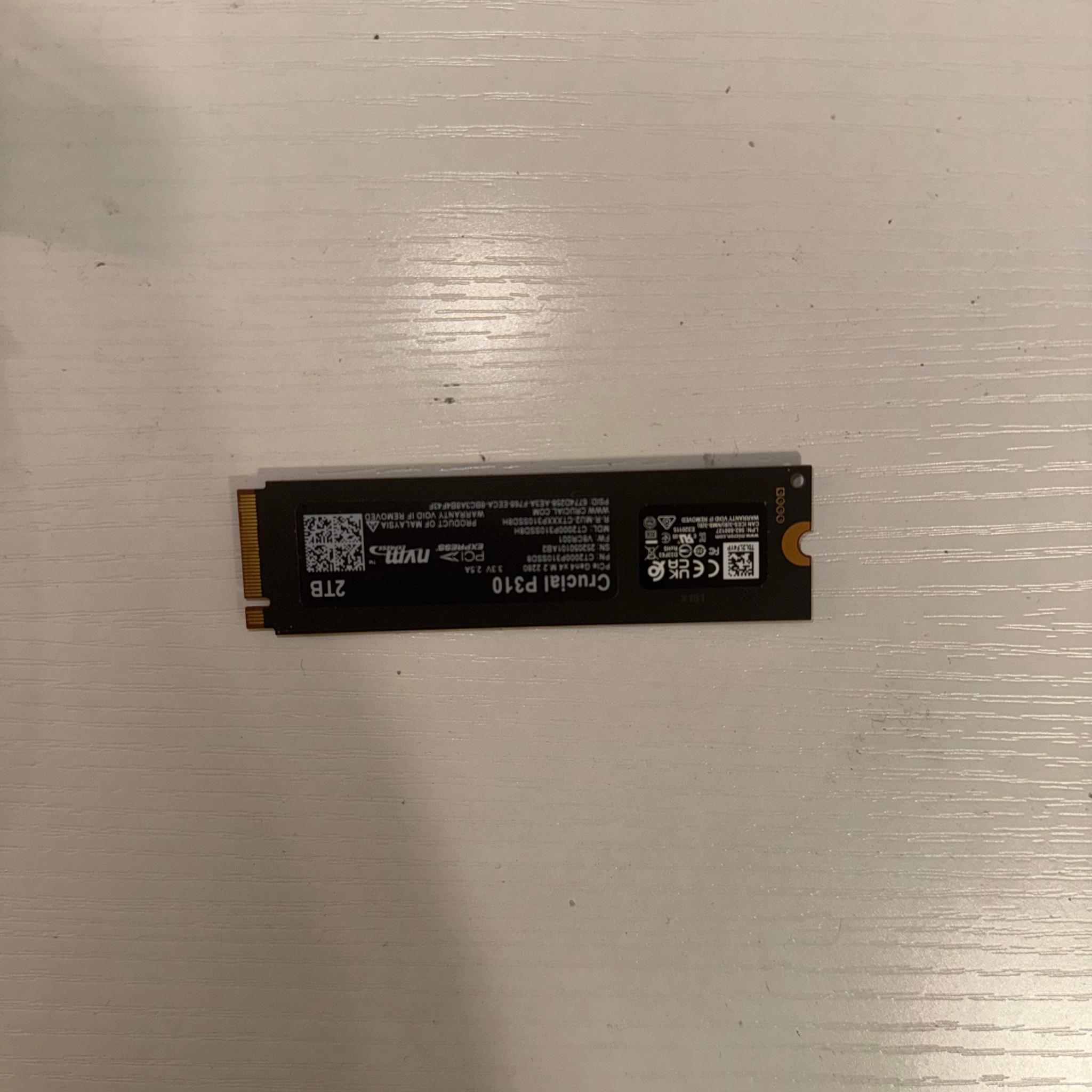 Crucial P310 2TB SSD, PCIe Gen4 NVMe M.2 2280, Up to 7,100MB/s,