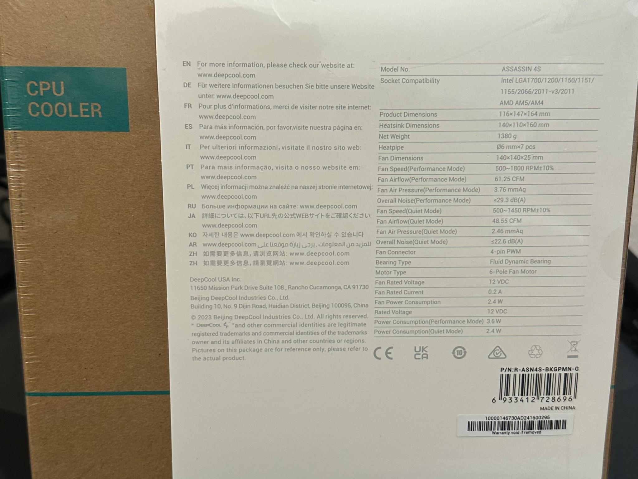 DeepCool ASSASSIN 4S Minimalistic Premium CPU Air Cooler