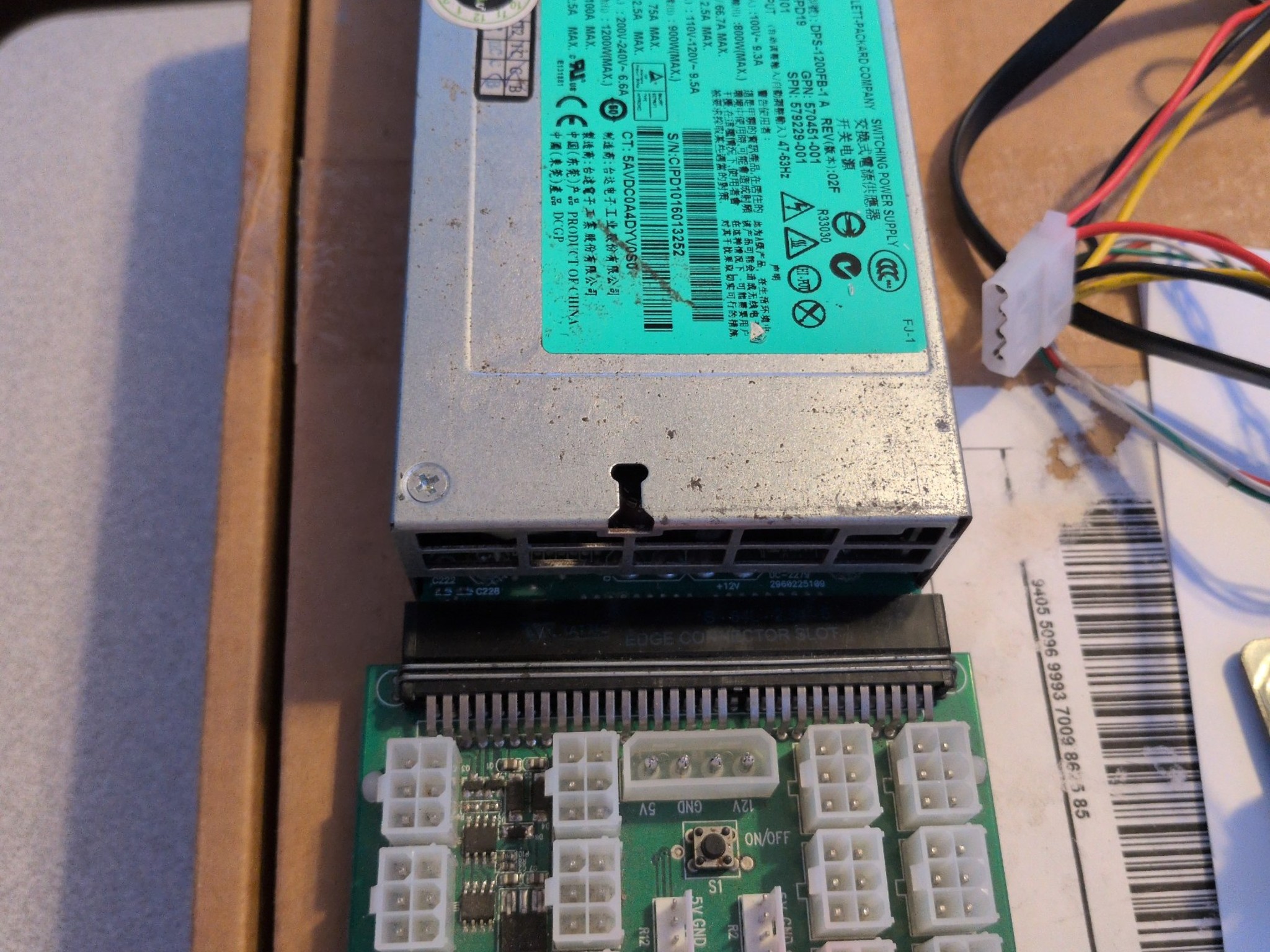 HP 1200W Server PSU DPS-1200FB Kit Breakout Board Cables - Unit 1