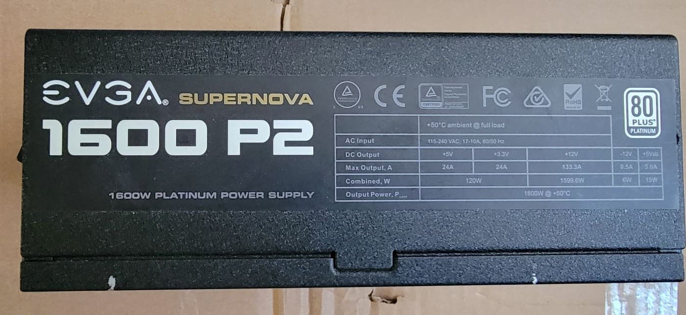 EVGA SuperNOVA 1600 P2 80+ PLATINUM 1600 Watt Power Supply - Used