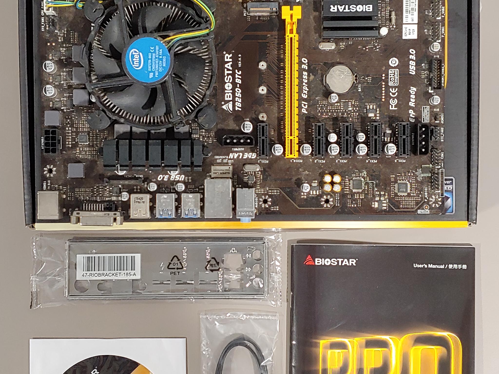 BIOSTAR TB250-BTC + Pentium G4560 + 8GB DDR4 – Tested Working – Box