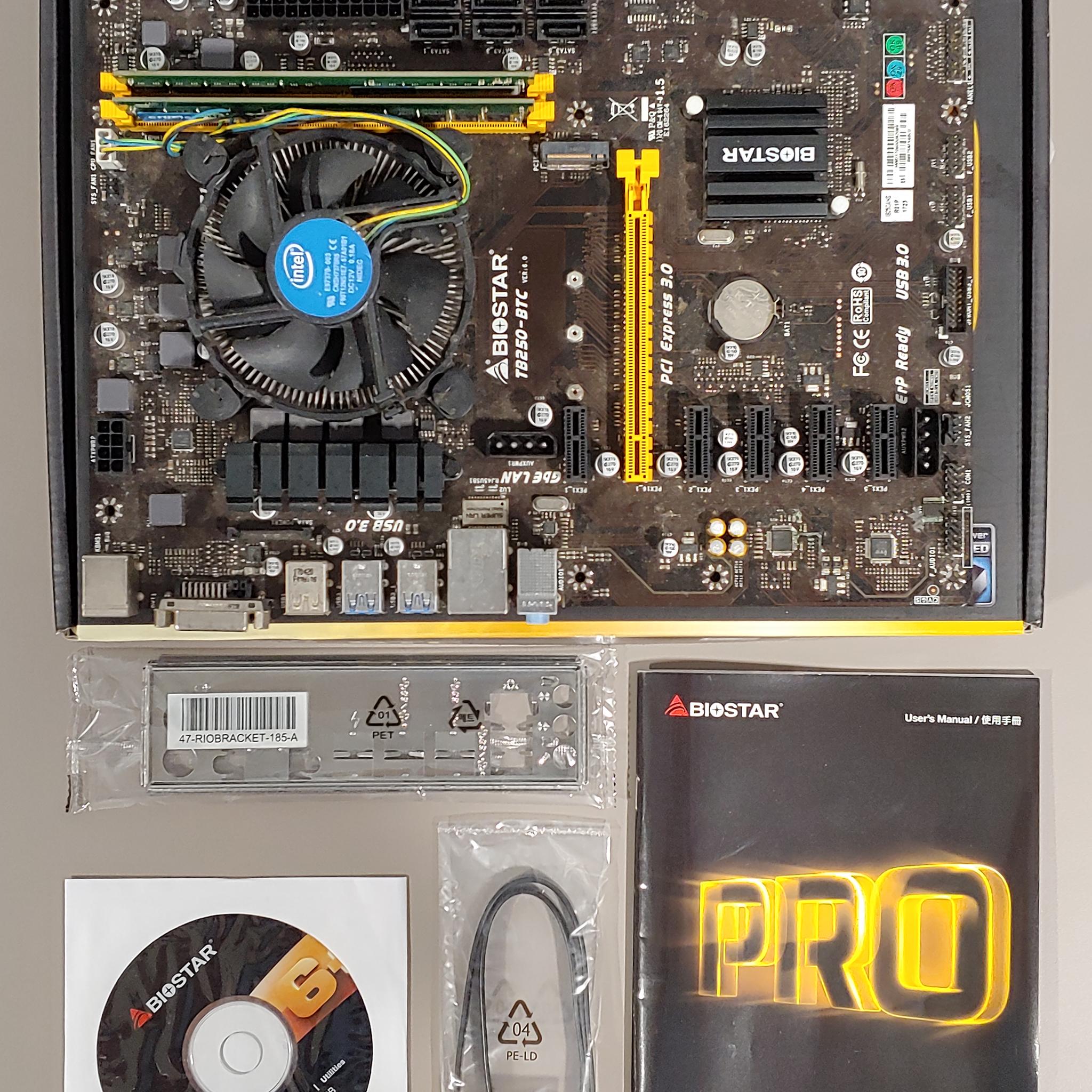 BIOSTAR TB250-BTC + Pentium G4560 + 8GB DDR4 – Tested Working – Box