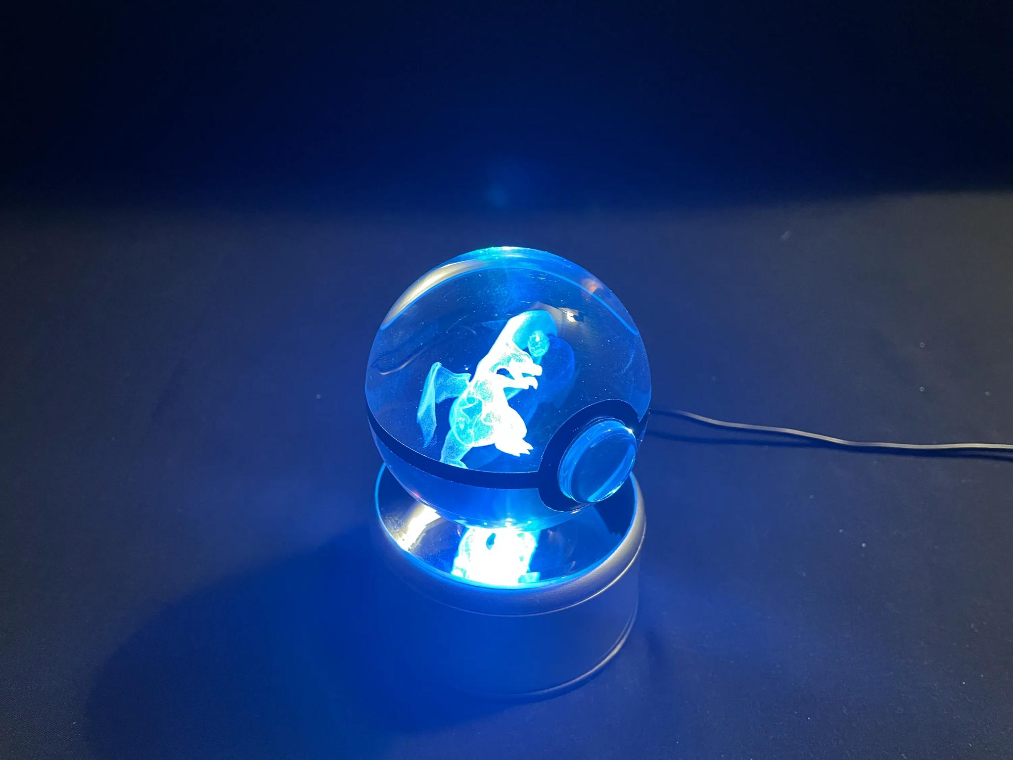 Charizard Large Crystal Ball With Rotating RGB Stand