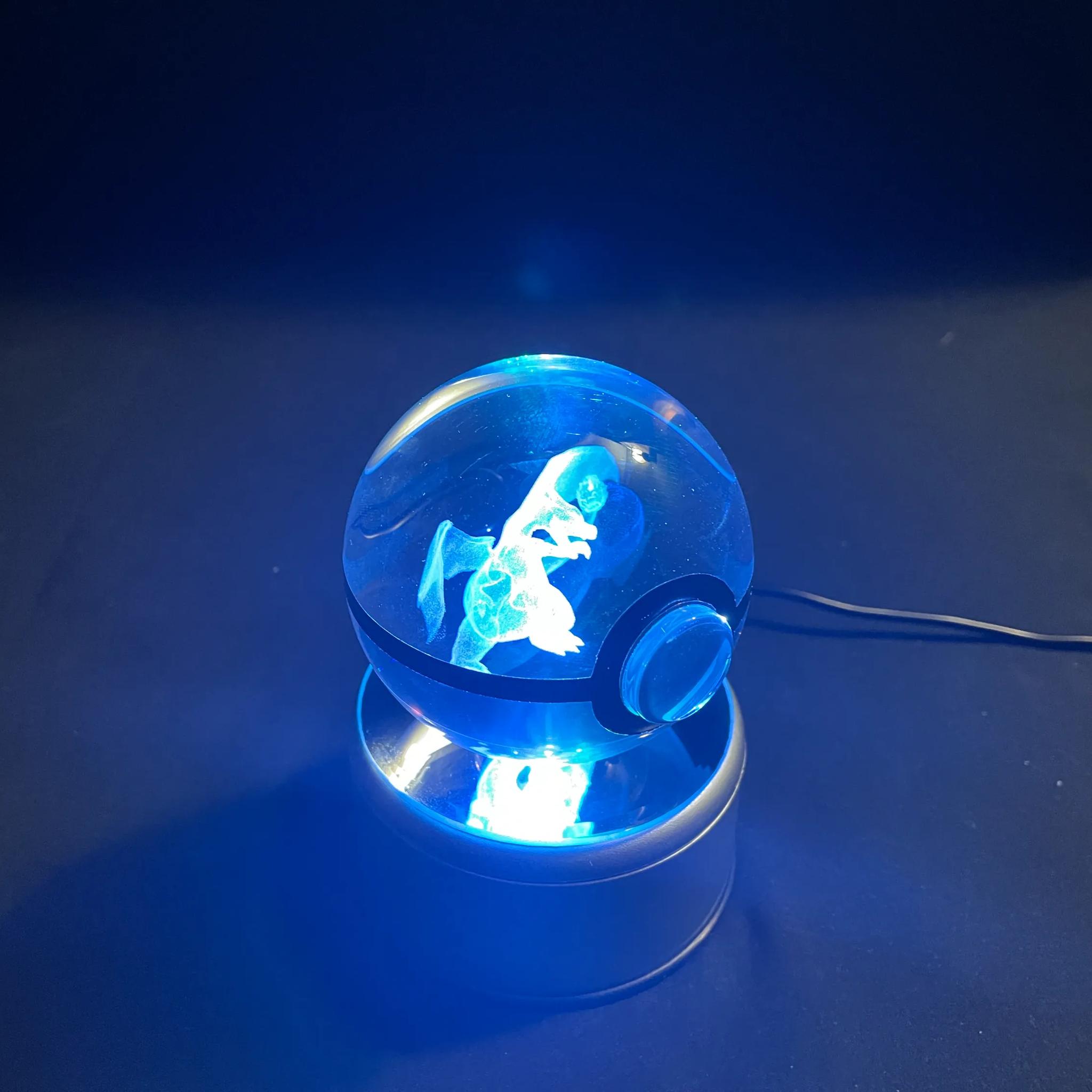 Charizard Large Crystal Ball With Rotating RGB Stand