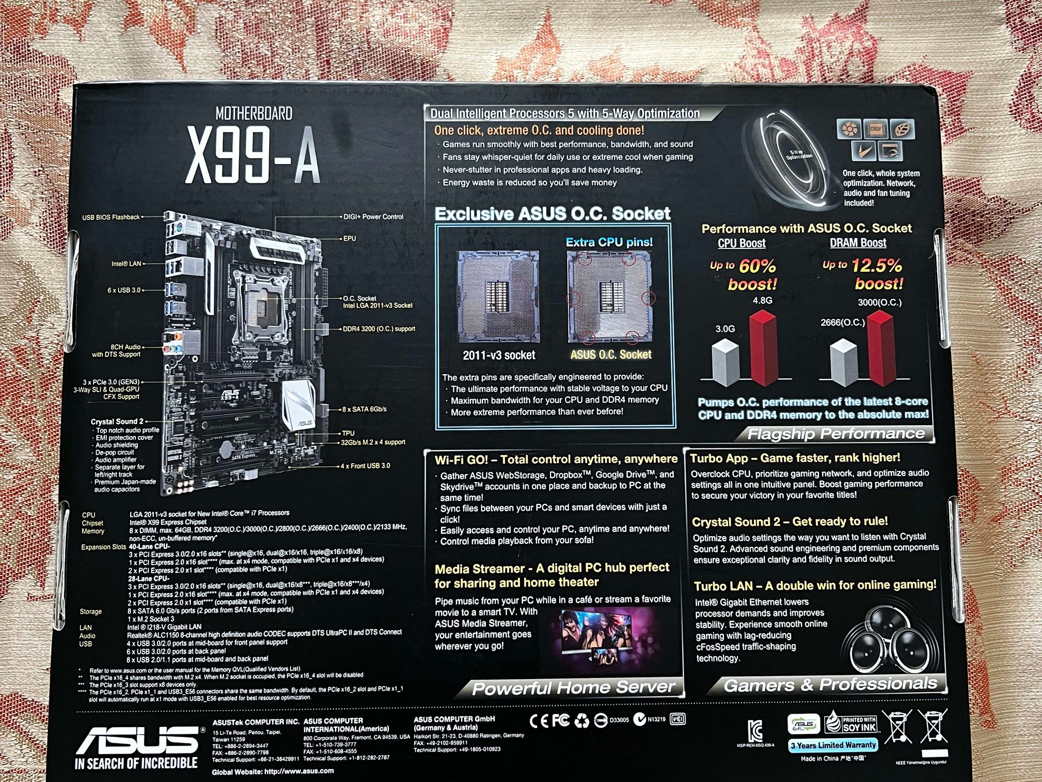 BRAND NEW ASUS X99-A motherboard 5-way optimization