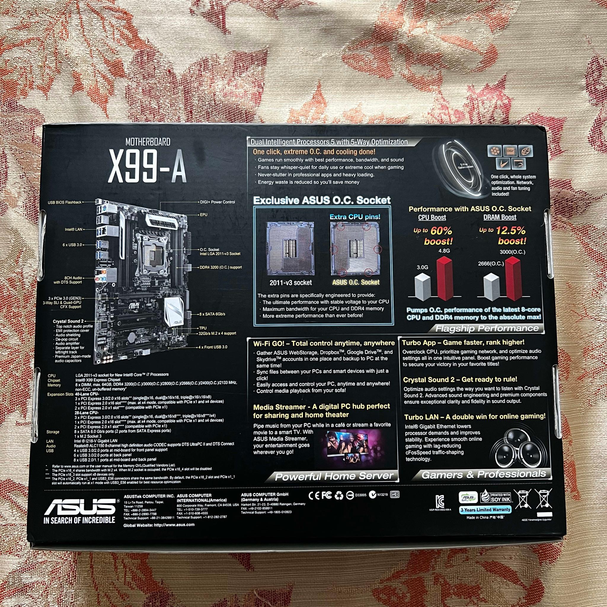BRAND NEW ASUS X99-A motherboard 5-way optimization