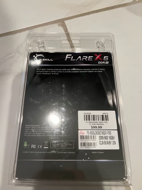 G.Skill Flare X5 16GB DDR5-5600 PC5-44800 CL36 Single Channel Desktop Memory Module F5-5600J3636C16