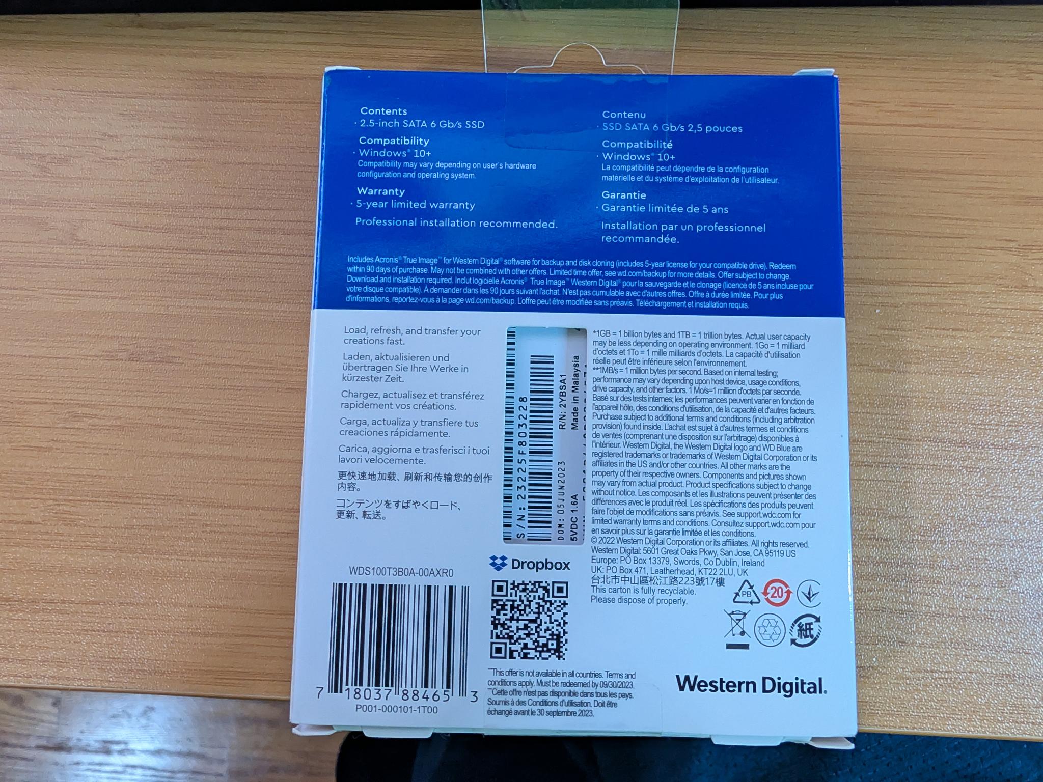 [Brand New Sealed] Western Digital Blue SA510 1TB SATA SSD