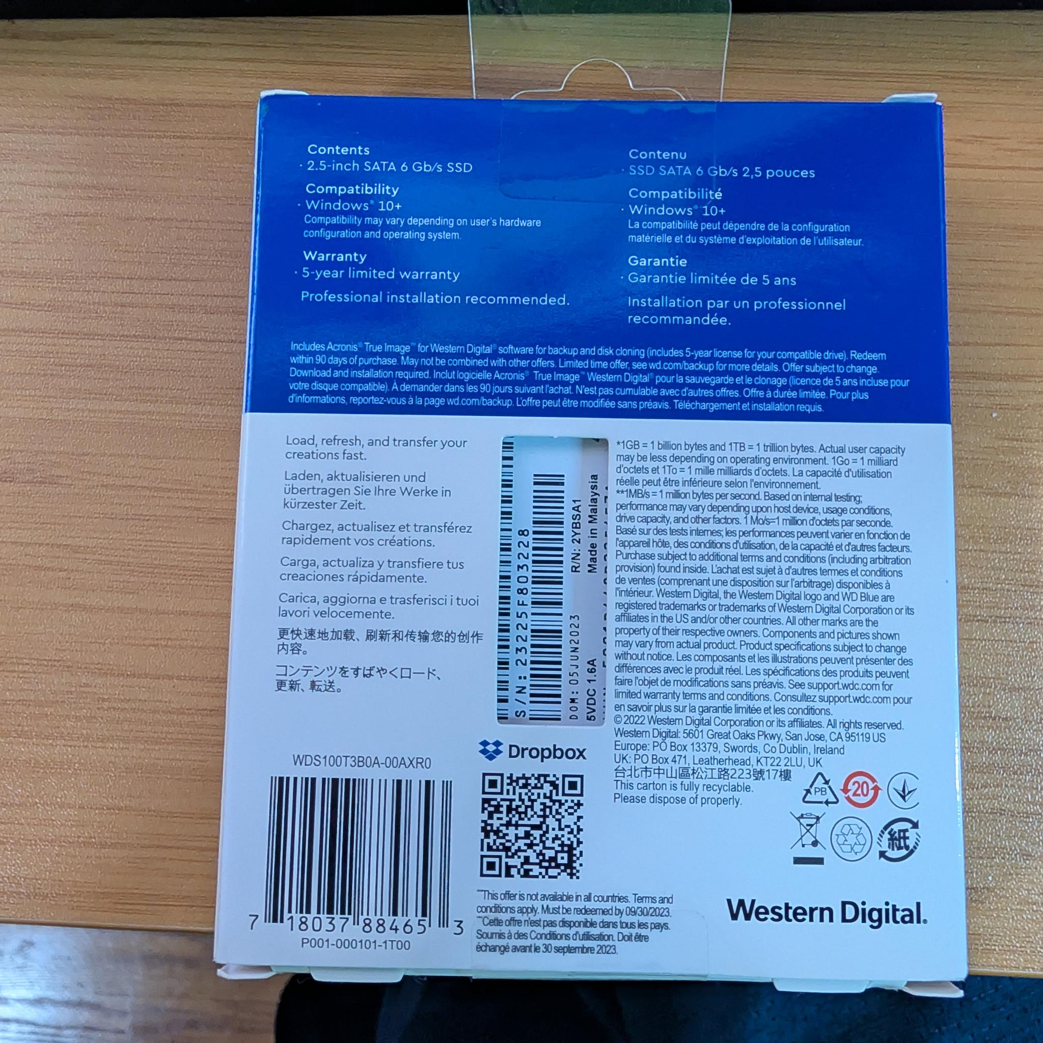 [Brand New Sealed] Western Digital Blue SA510 1TB SATA SSD