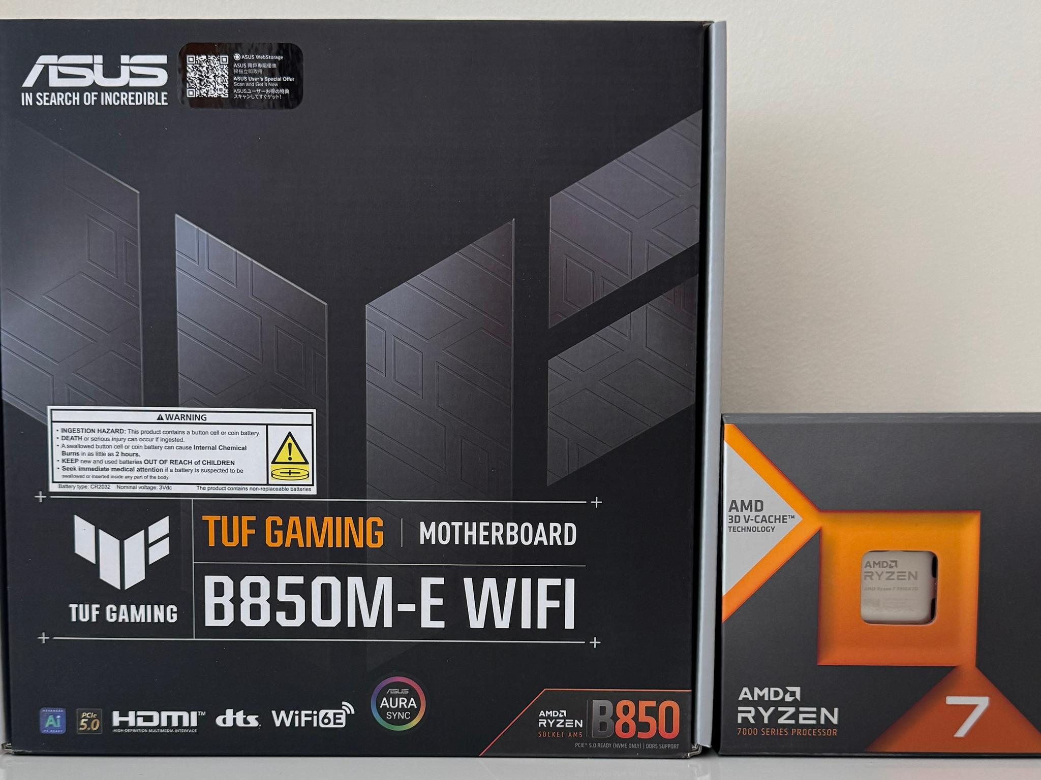 AMD Ryzen 7 7800X3D CPU + ASUS TUF GAMING B850M-E WIFI Socket AM5 B850 Micro-ATX Motherboard Combo