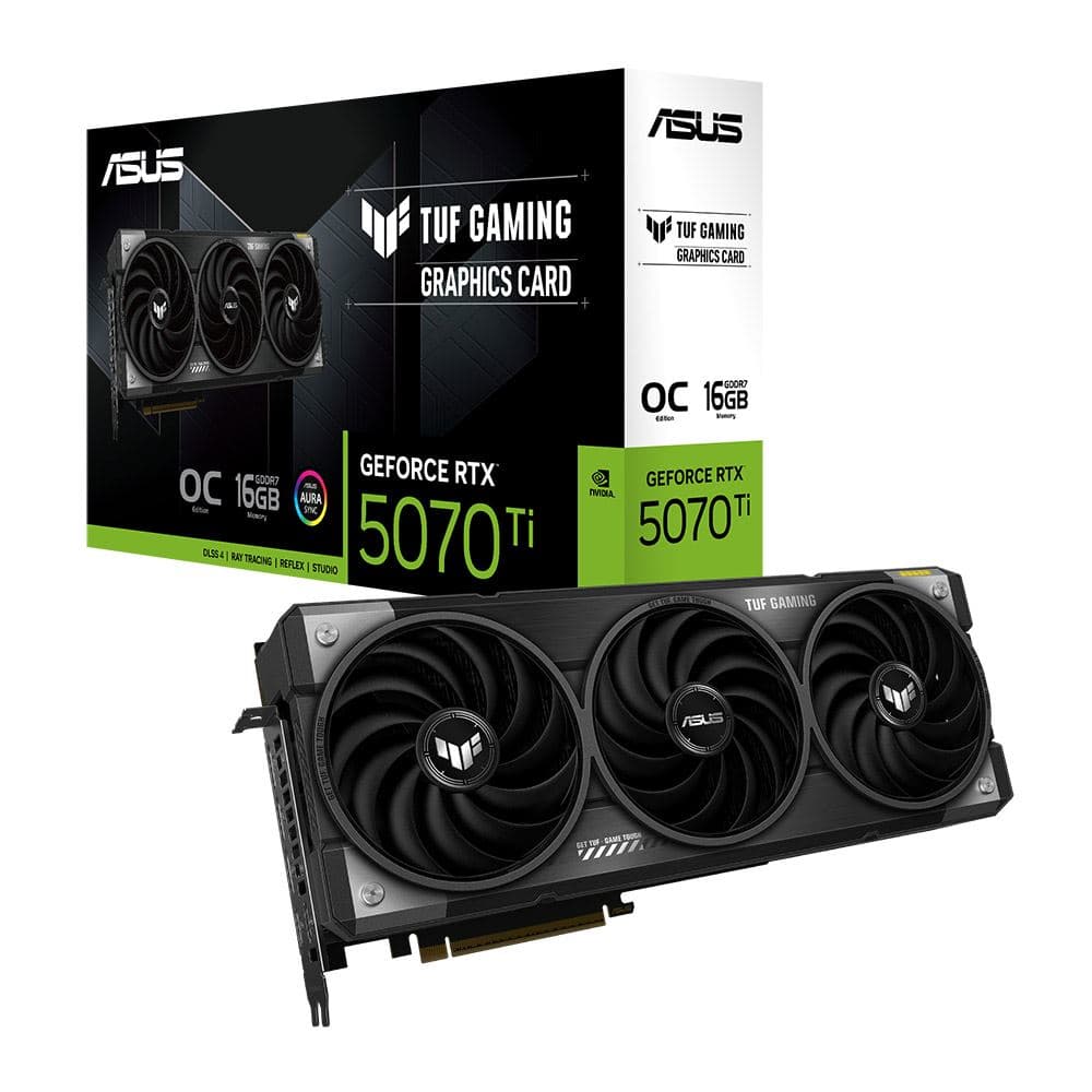 ASUS NVIDIA GeForce RTX 5070 Ti TUF Gaming Overclocked Triple Fan 16GB GDDR7 PCIe 5.0 Graphics Card