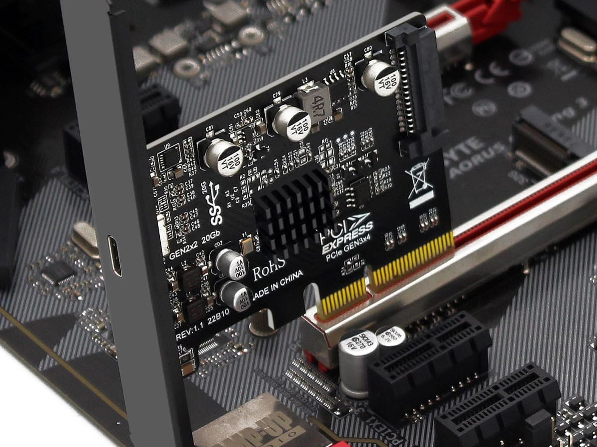 20Gbps USB 3.2 Gen2 Type-C USB-C Female to PCI-E 4X Express Card Adapter ASM3242 Chipset