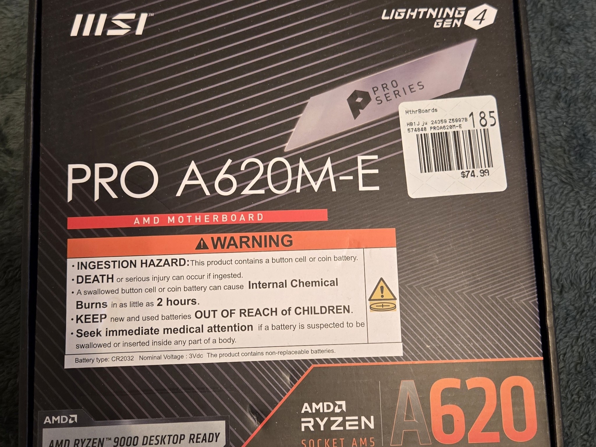 **FOR SPECIFIC CUSTOMER** MSI PRO A620M-E AM5 Motherboard for Gen 9000 Ryzen
