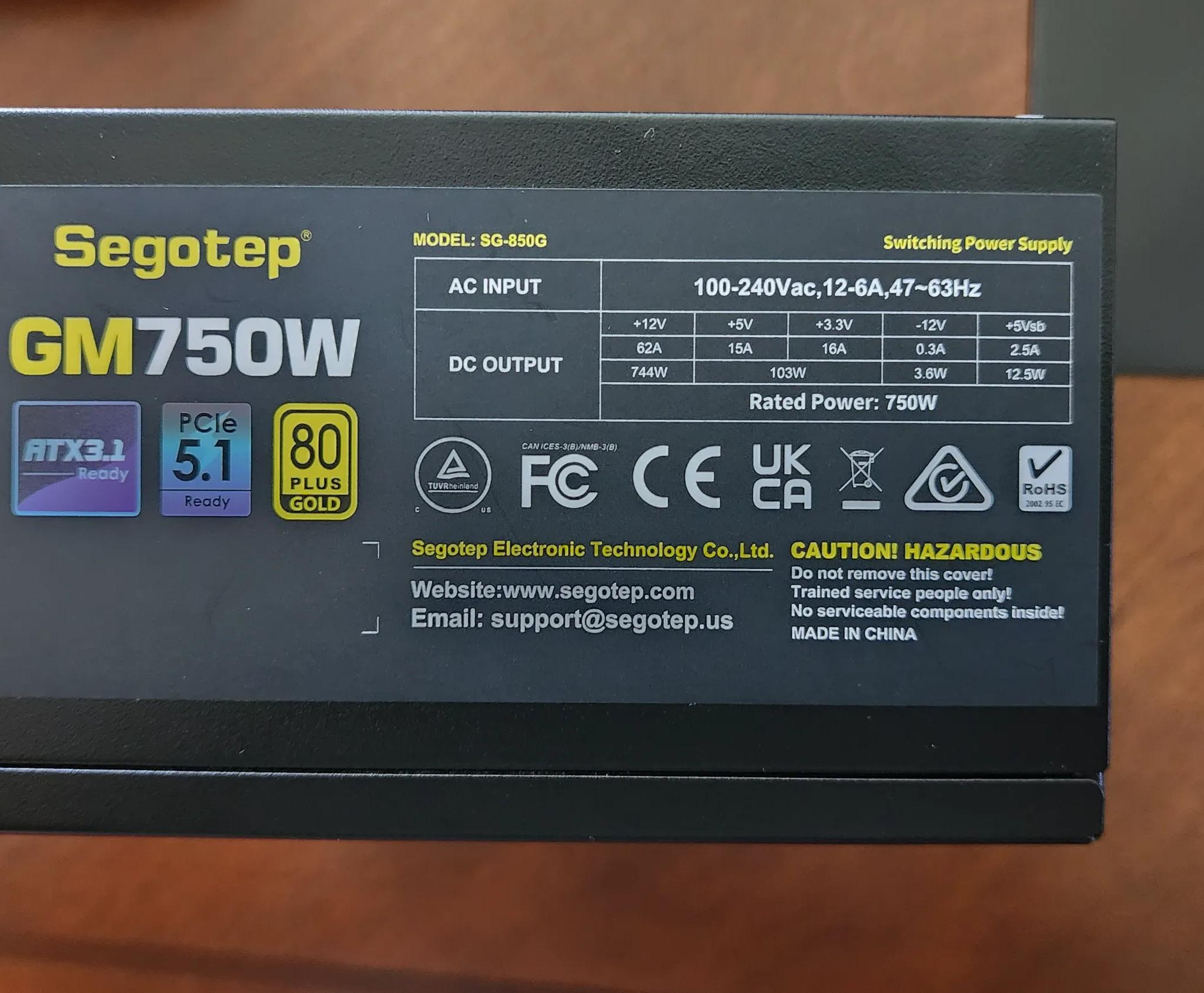 Segotep GM750W Fully Modular ATX 3.1 PSU