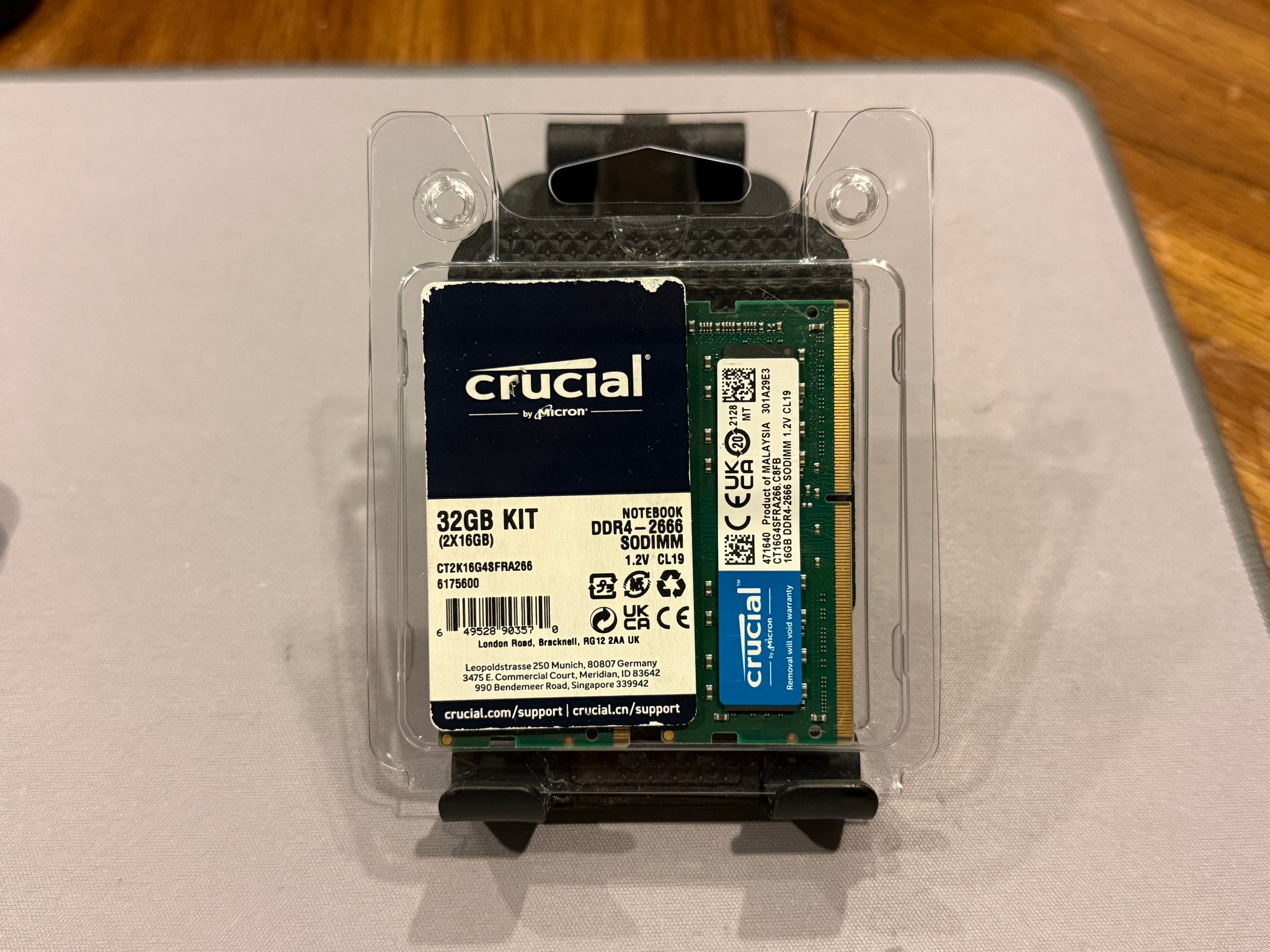 32GB (2x16GB) 2666MHz CL19 Crucial DDR4 SODIMM RAM
