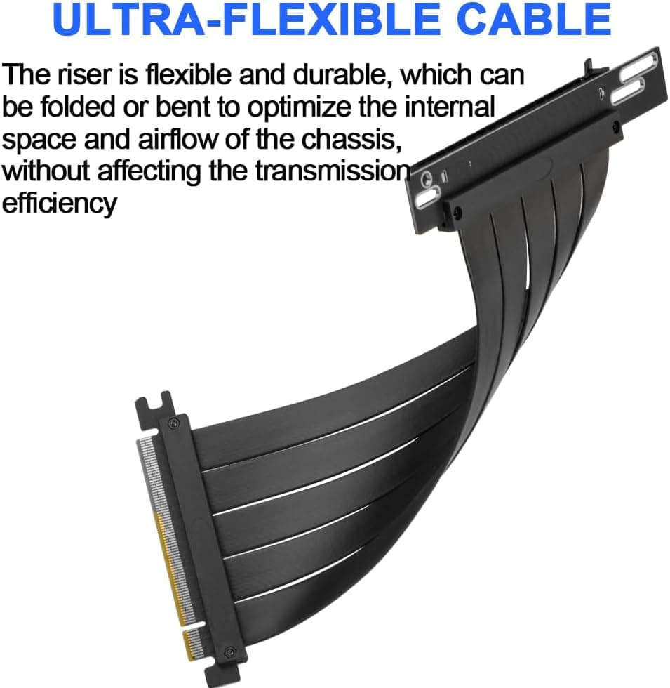 PCIE 4.0 Riser Cable 90 Degree PCIe 4.0 x16 High Speed Flexible Extender Card EMI Shielded 30AWG