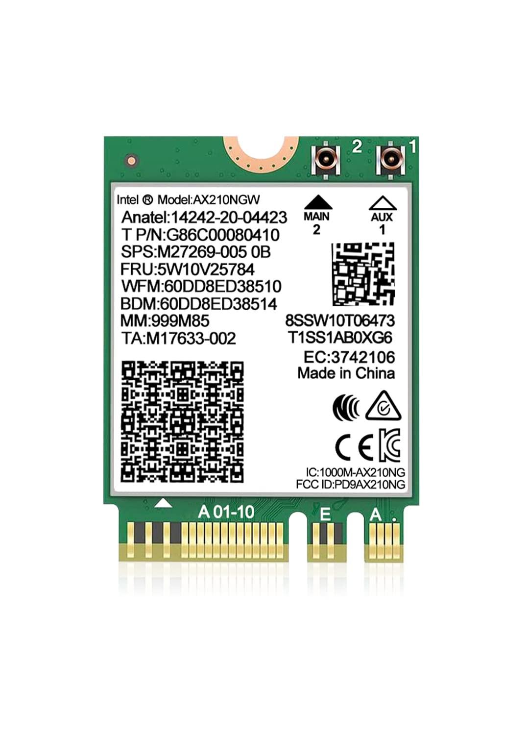 WiFi 6E Wireless Card Intel AX210 NGW Bluetooth 5.3 Tri-Band 5400Mbps Network Adapter for Laptop