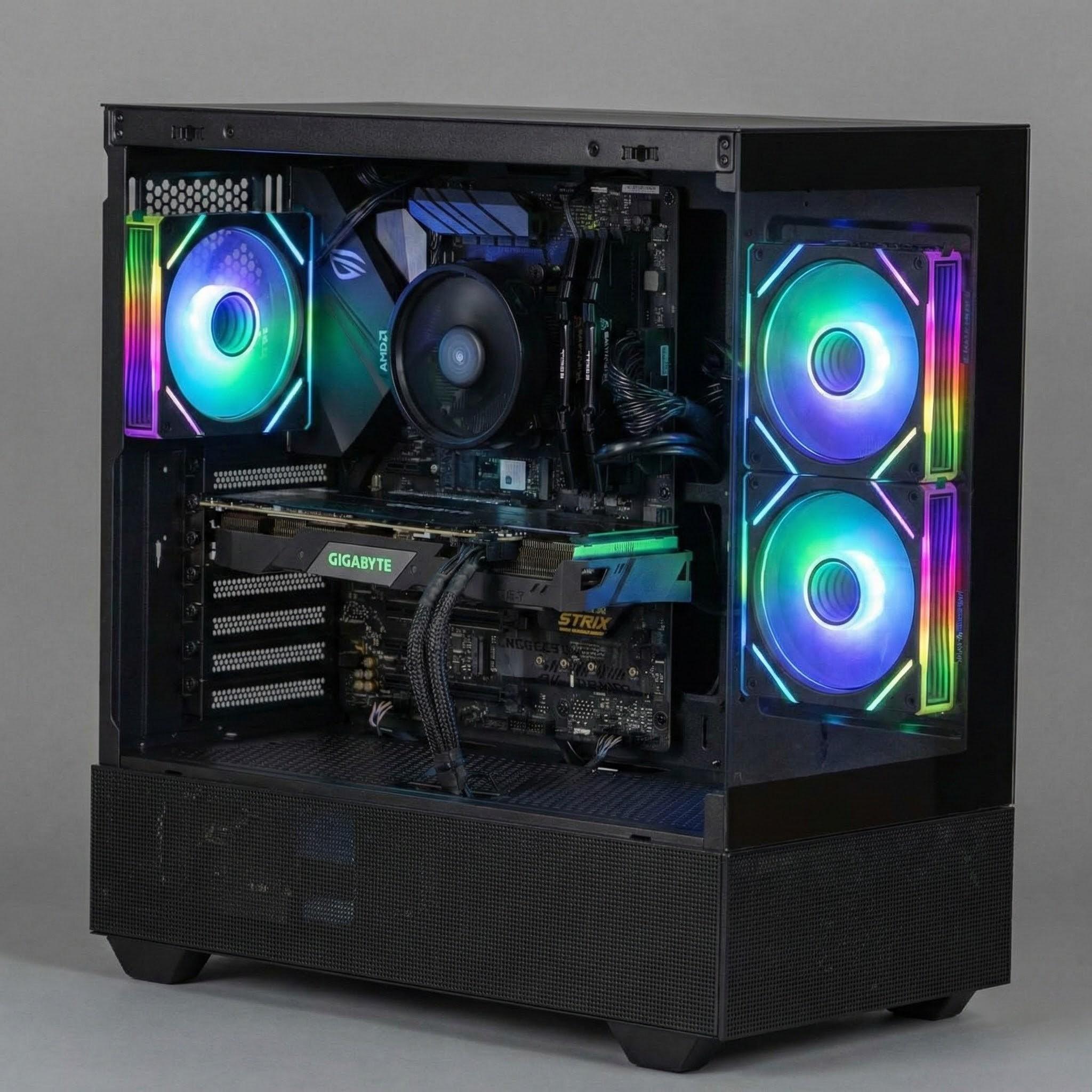 FREE SHIPPING ⚫🌈 Black RGB Gaming PC – Ryzen 5 3600 | RTX 2060 Super| 16GB DDR4 🌈⚫