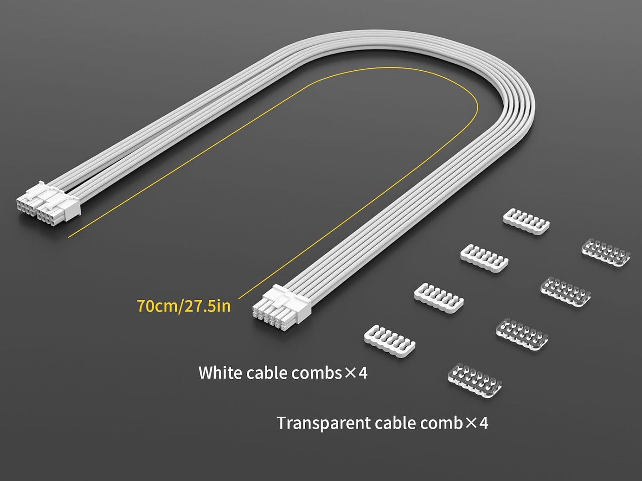 Sirlyr Corsair 12vhpwr Cable 12+4 Pin to Dual 8 Pin PSU Cables 600W PCIE 5.0 - Male to Male WHITE
