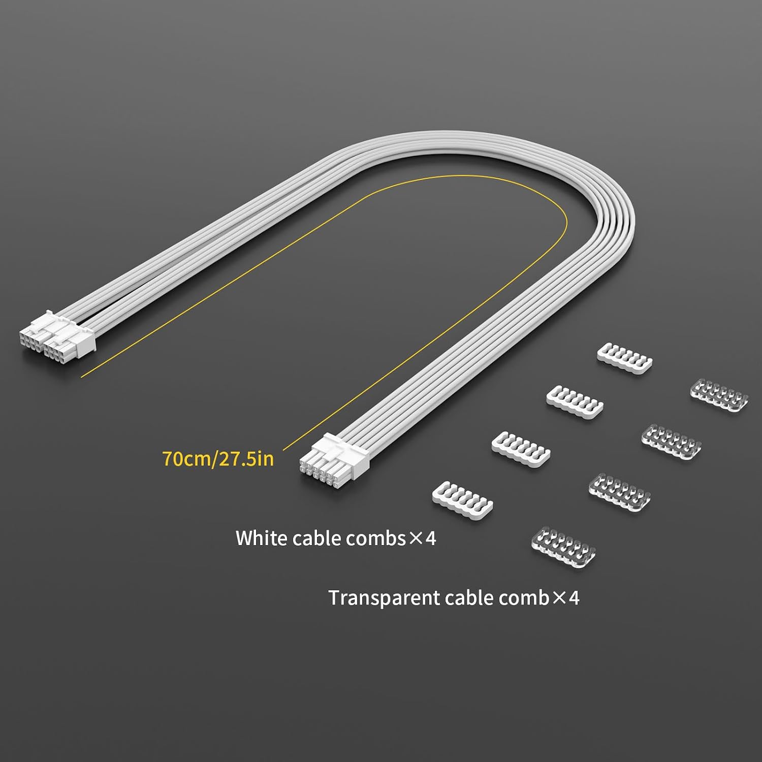 Sirlyr Corsair 12vhpwr Cable 12+4 Pin to Dual 8 Pin PSU Cables 600W PCIE 5.0 - Male to Male WHITE