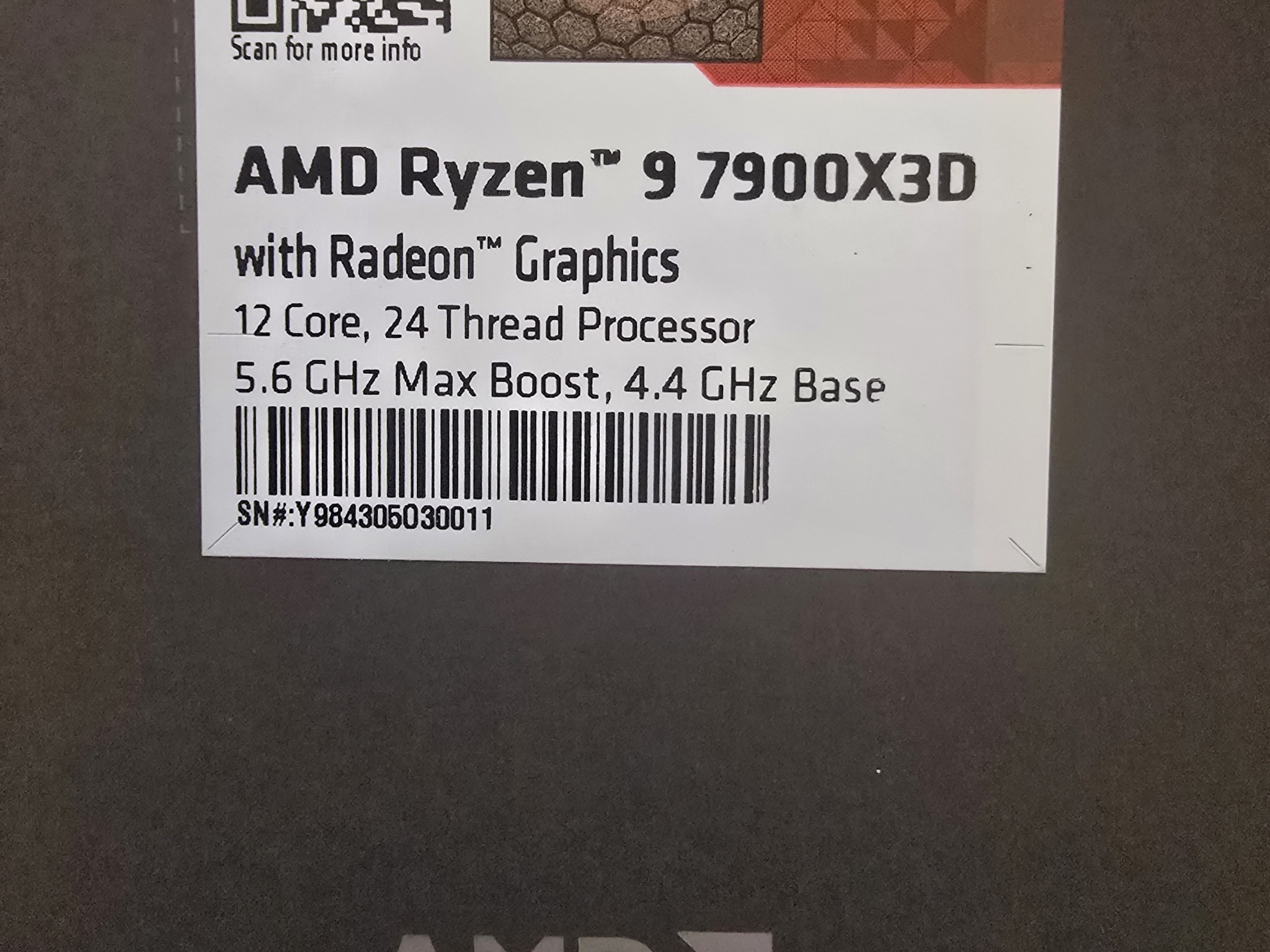 Ryzen 9 7900X3D.  Very new, hardly used.