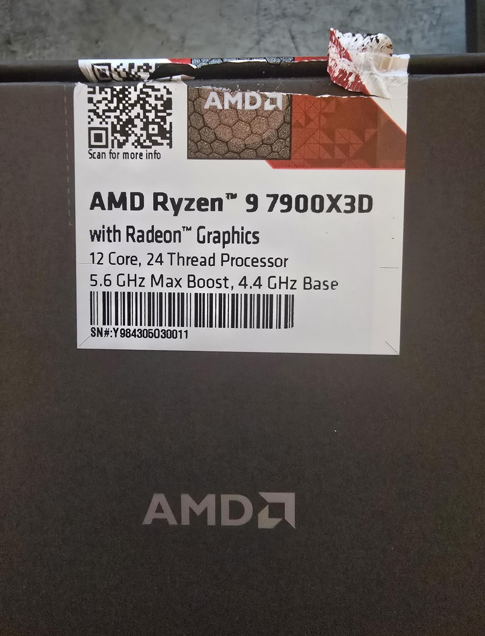 Ryzen 9 7900X3D.  Very new, hardly used.