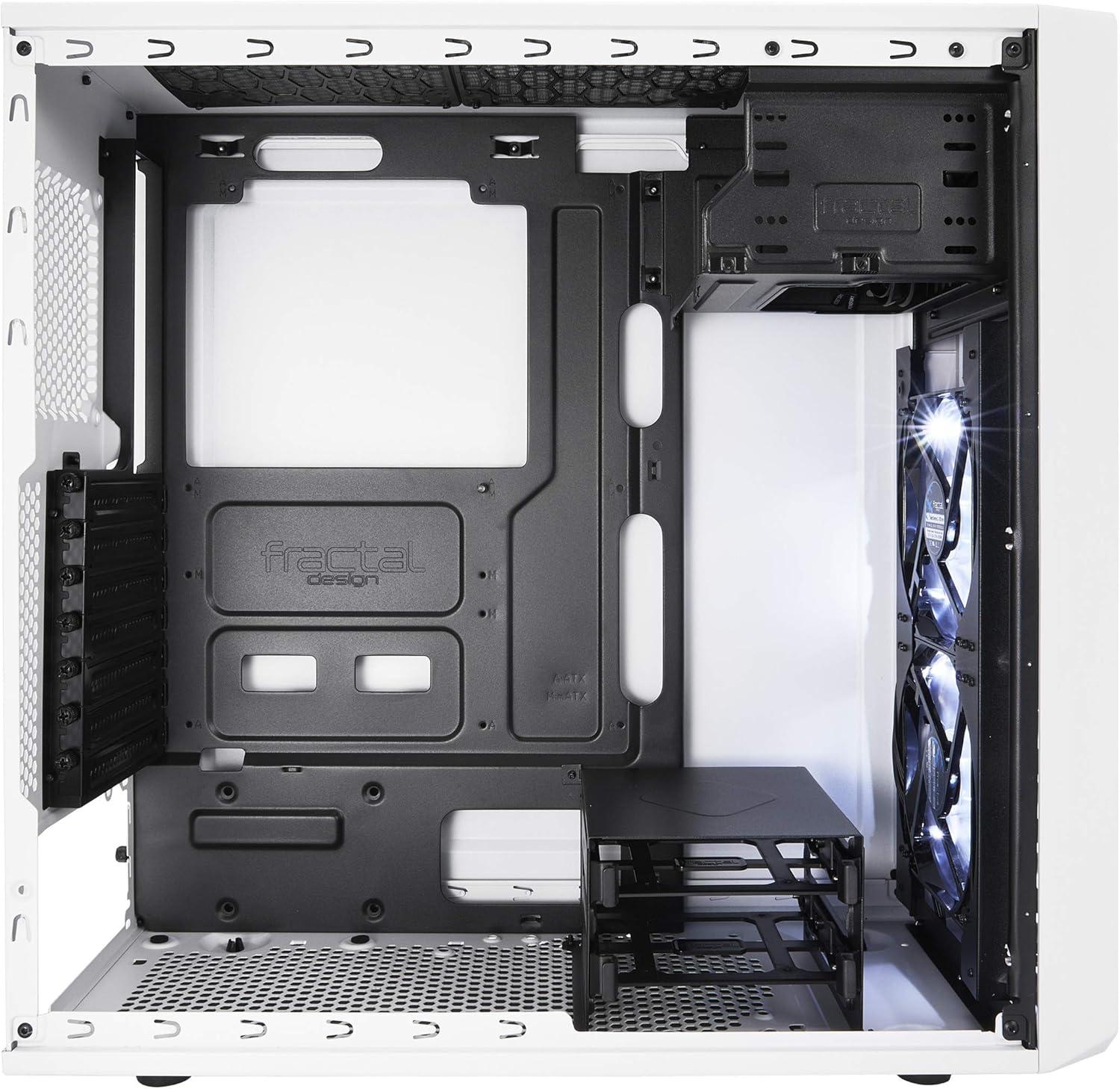 Fractal Design Focus G White ATX Mid Tower Computer Case + Powerspec 650 Watt ATX Power Supply.