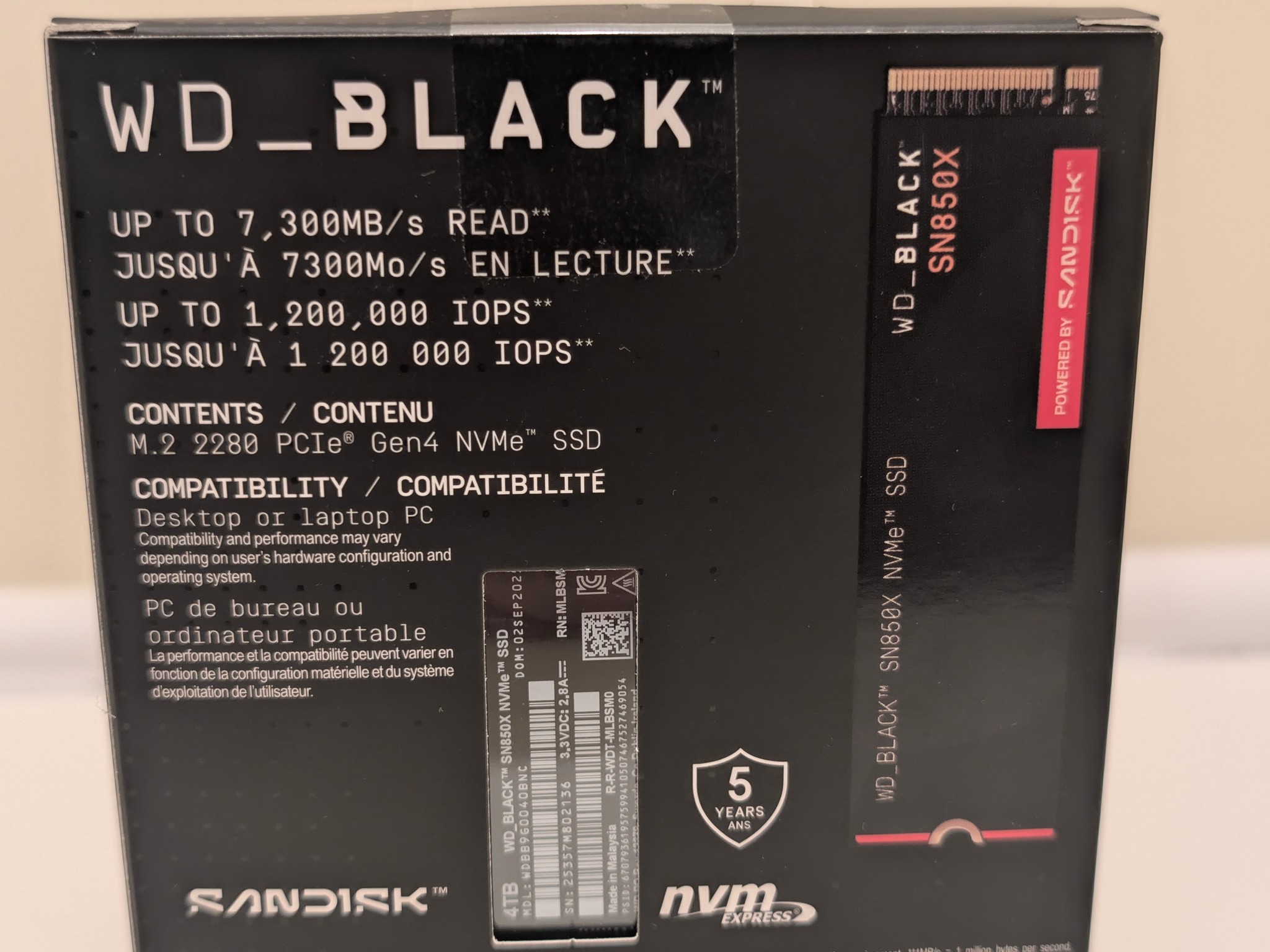 Western Digital WD_BLACK SN850X 4TB NVMe Internal M.2 SSD NEW SEALED w/o heatsink