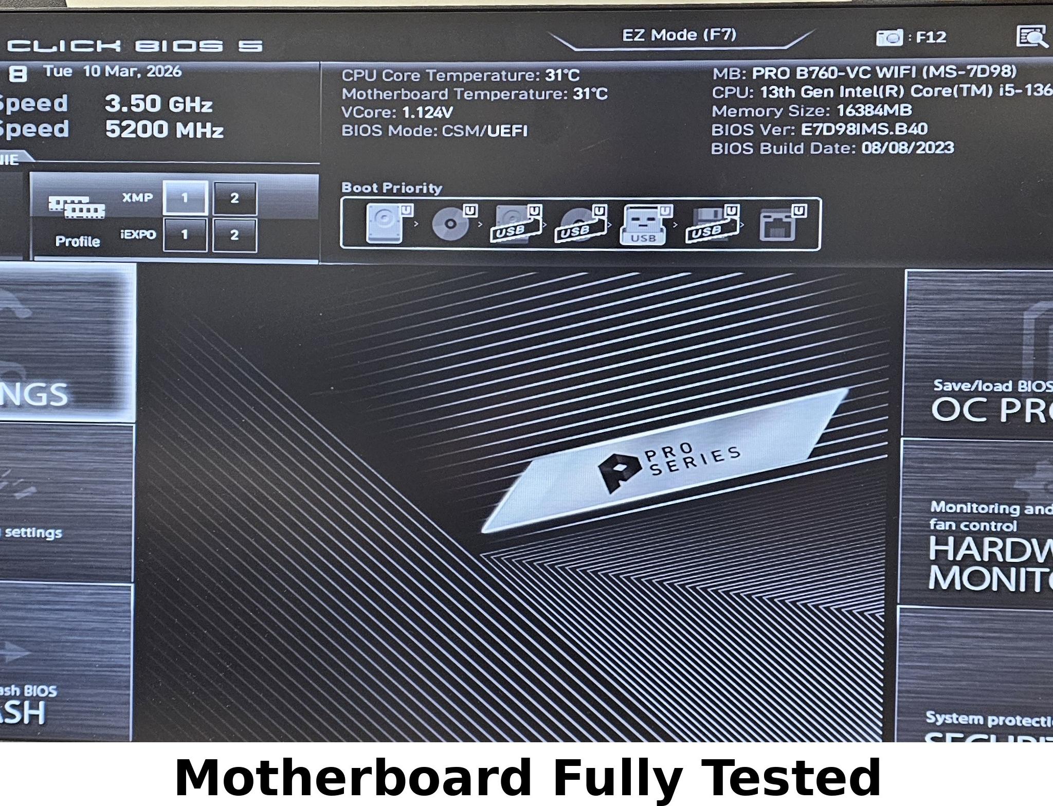PRO B760-VC WiFi LGA1700 ATX MSI Pro Series Motherboard