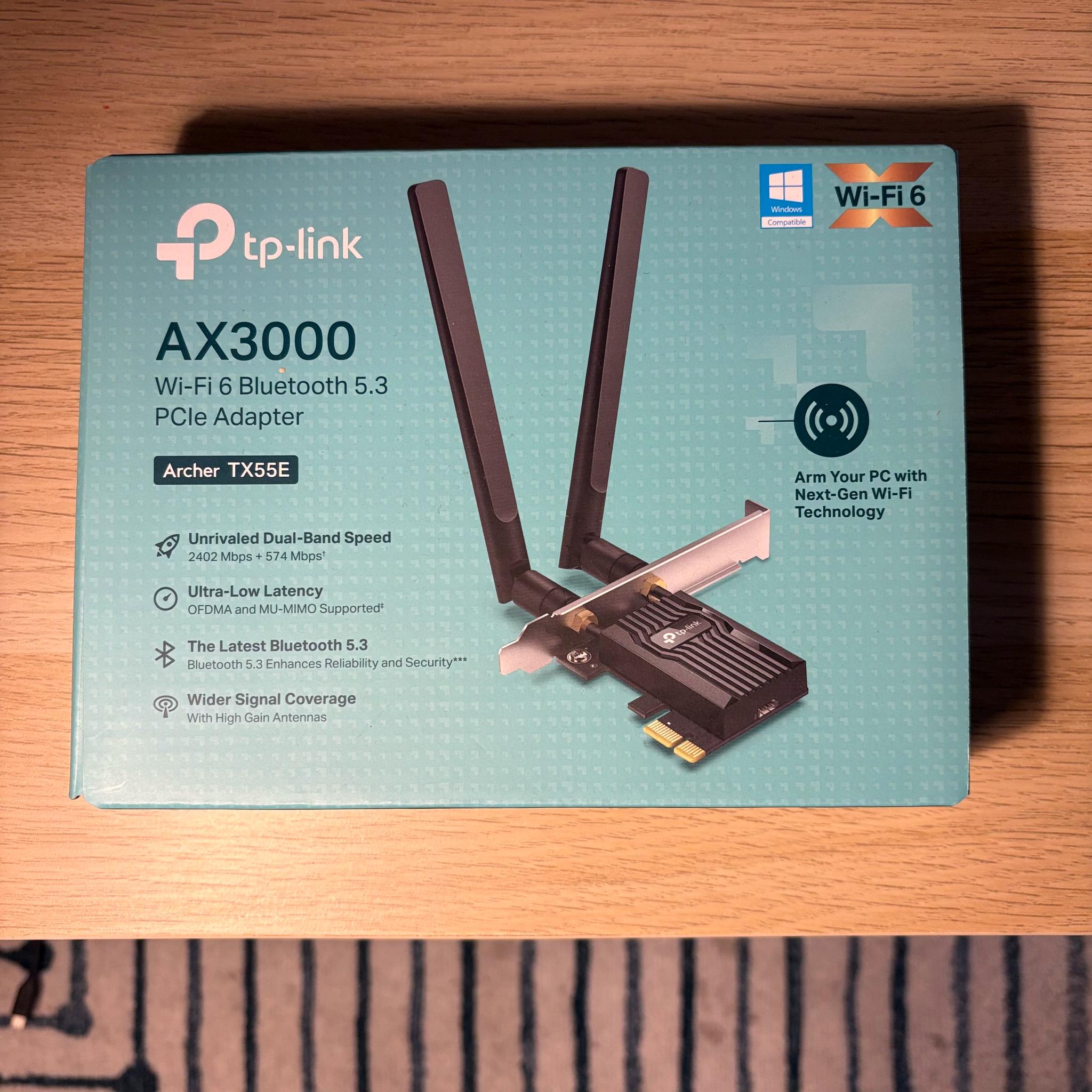 TP-LINK AX300 (Archer TX55E) WiFi 6 Bluetooth 5.3 PCIe Adapter Windows Compatible With Antenna
