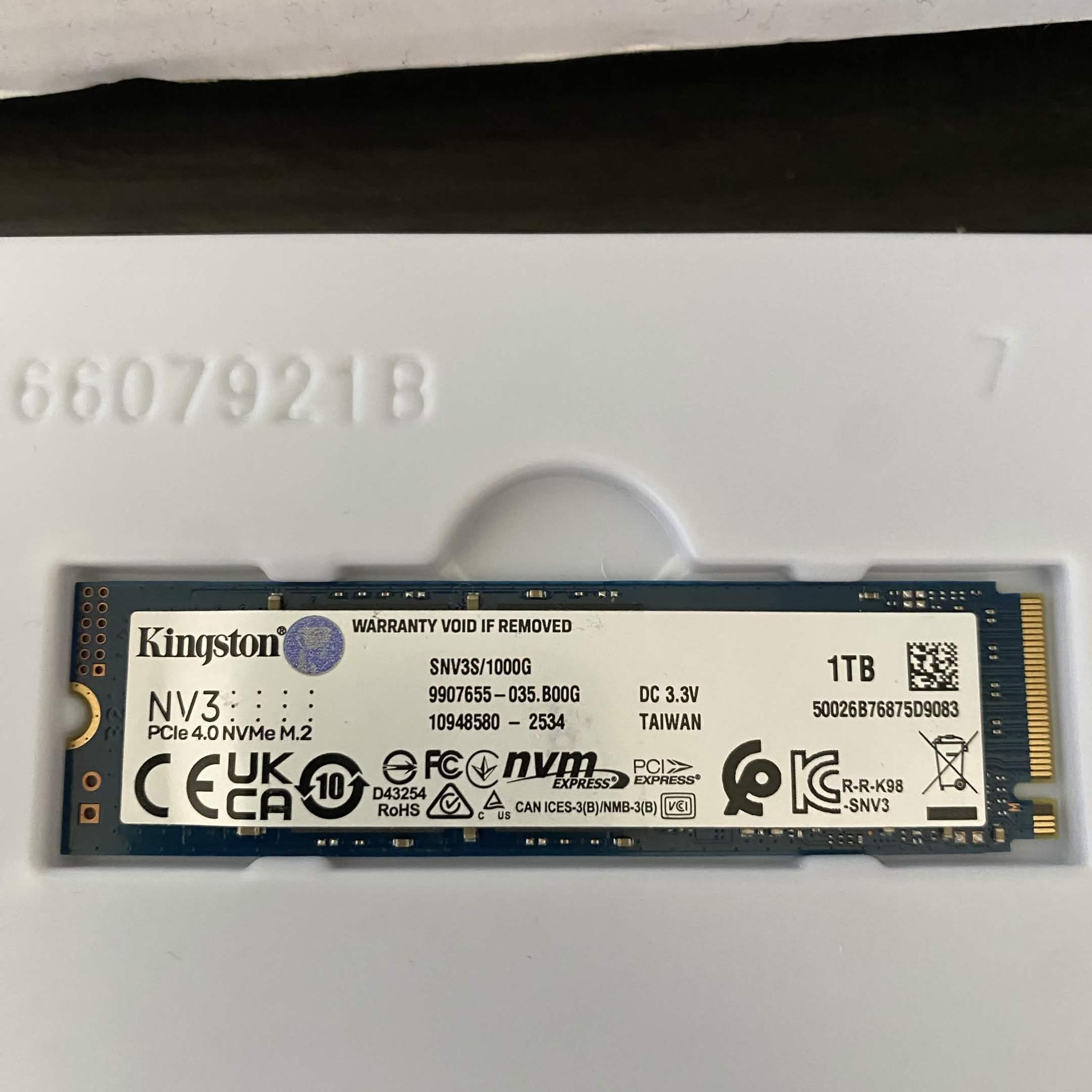 Kingston NV3 1TB M.2 2280 NVMe SSD | PCIe 4.0 Gen 4x4 | Up to 6000 MB/s | SNV3S/1000G