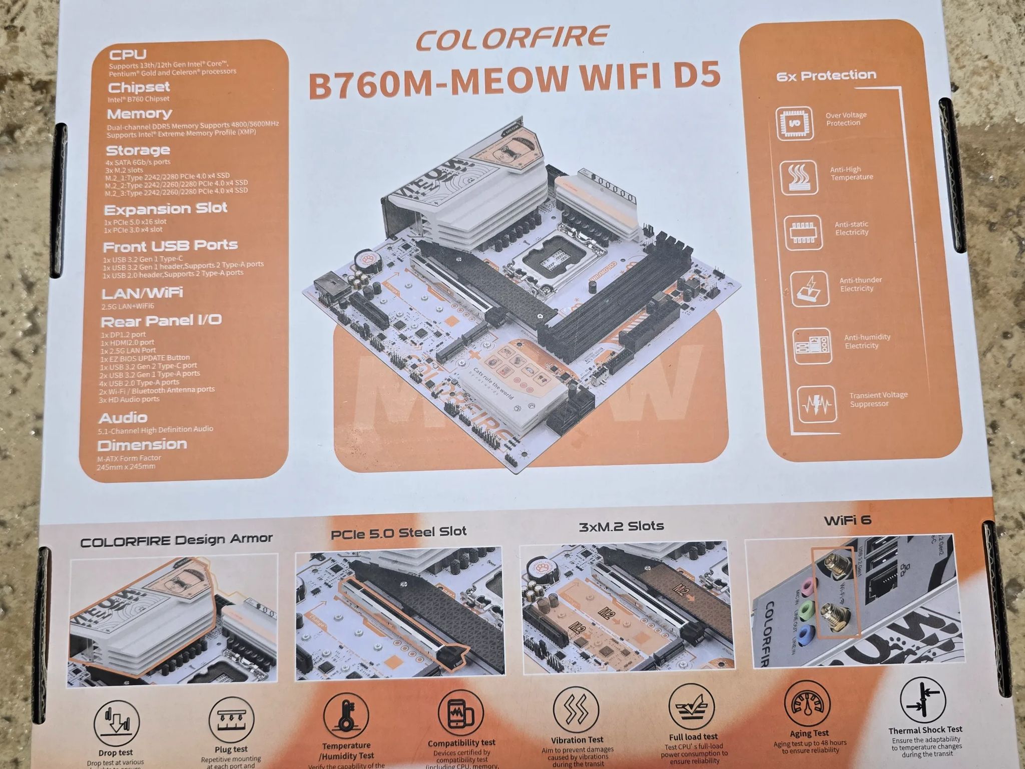 COLORFIRE B760M-MEOW WIFI D5 ORANGE B 760 DDR5 LGA 1700 Motherboard MATX