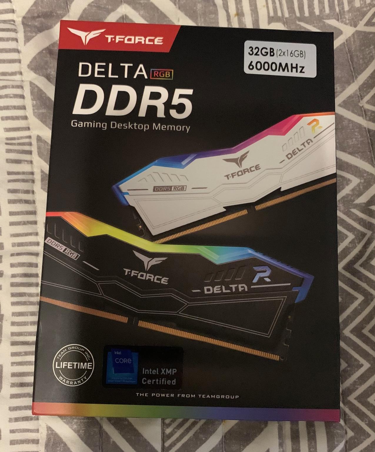 TeamGroup T-Force Delta BLACK RGB 32GB (2 x 16GB) DDR5 6000 CL38 (PC5 48000)