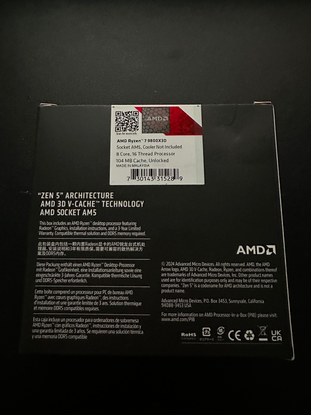 New and Sealed AMD Ryzen 7 9800X3D | Jawa
