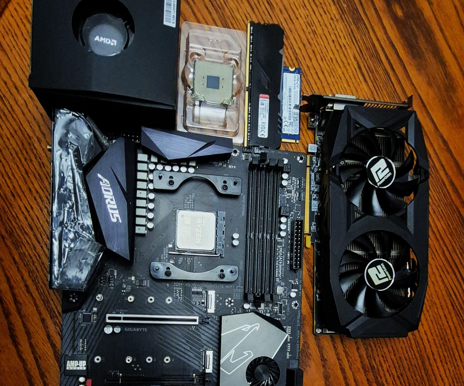 Bundle Gaming Gigabyte X570 Board, Ryzen 9 5950X, Kingston Fury 32GB RAM, Power Color RX580 8GB GPU