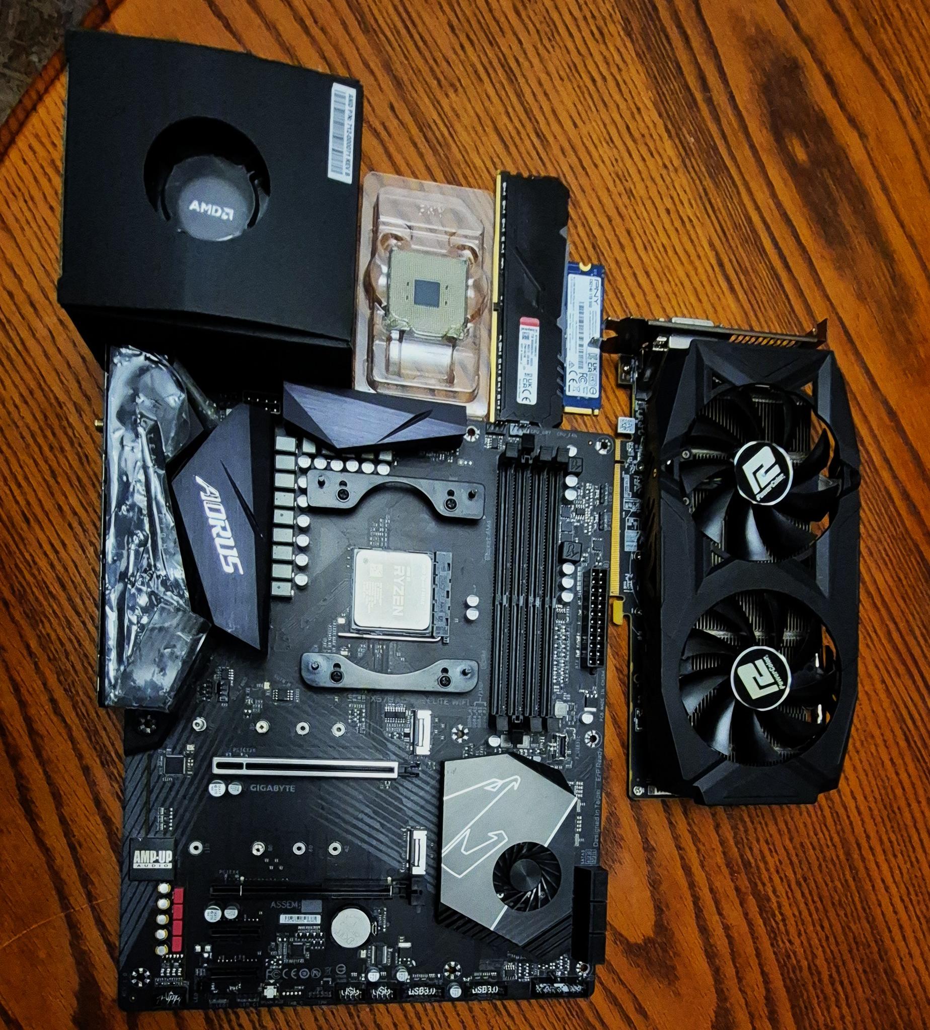 Bundle Gaming Gigabyte X570 Board, Ryzen 9 5950X, Kingston Fury 32GB RAM, Power Color RX580 8GB GPU